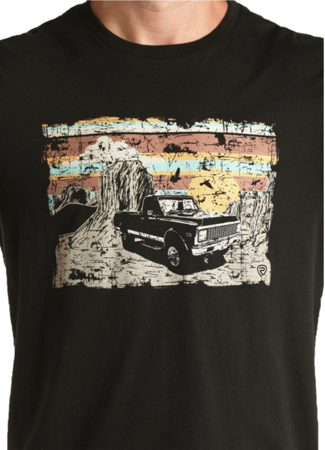 Rock & Roll Denim RR Black Truck Graphic Tee Tshirt