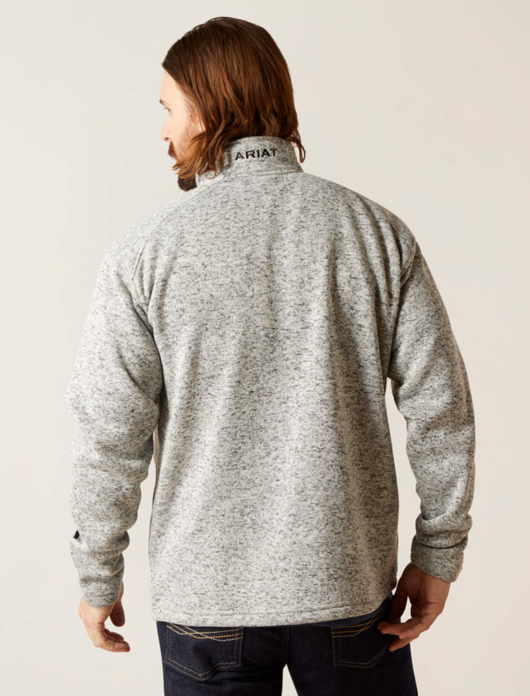 Ariat Caldwell Logo 1/4 Zip Sweater in Nulla Heather