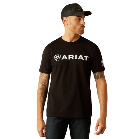 ARIAT BLACK ARIAT SHIELD FLAG SS TSHIRT