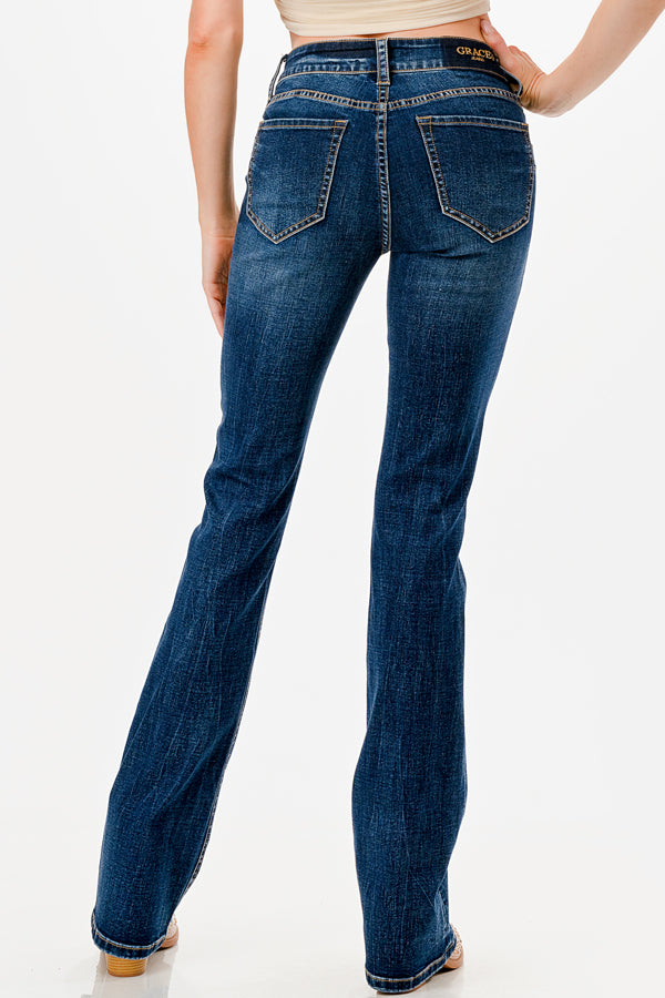 Grace in LA Ez Fit Dark Wash Square pocket jeans