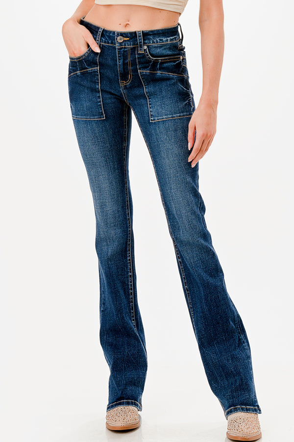 Grace in LA Ez Fit Dark Wash Square pocket jeans