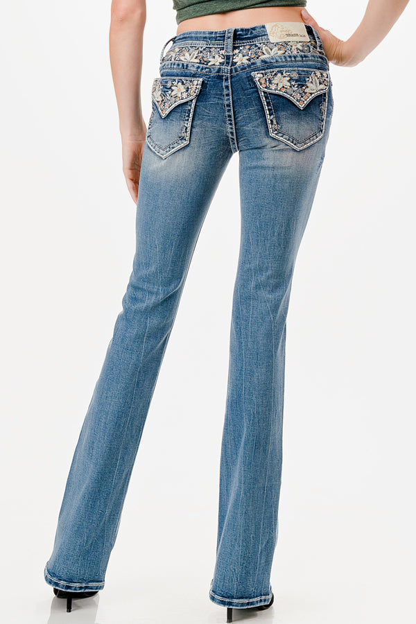 Women’s Grace in La EZ Floral Embroidered Yoke/Pocket Jeans