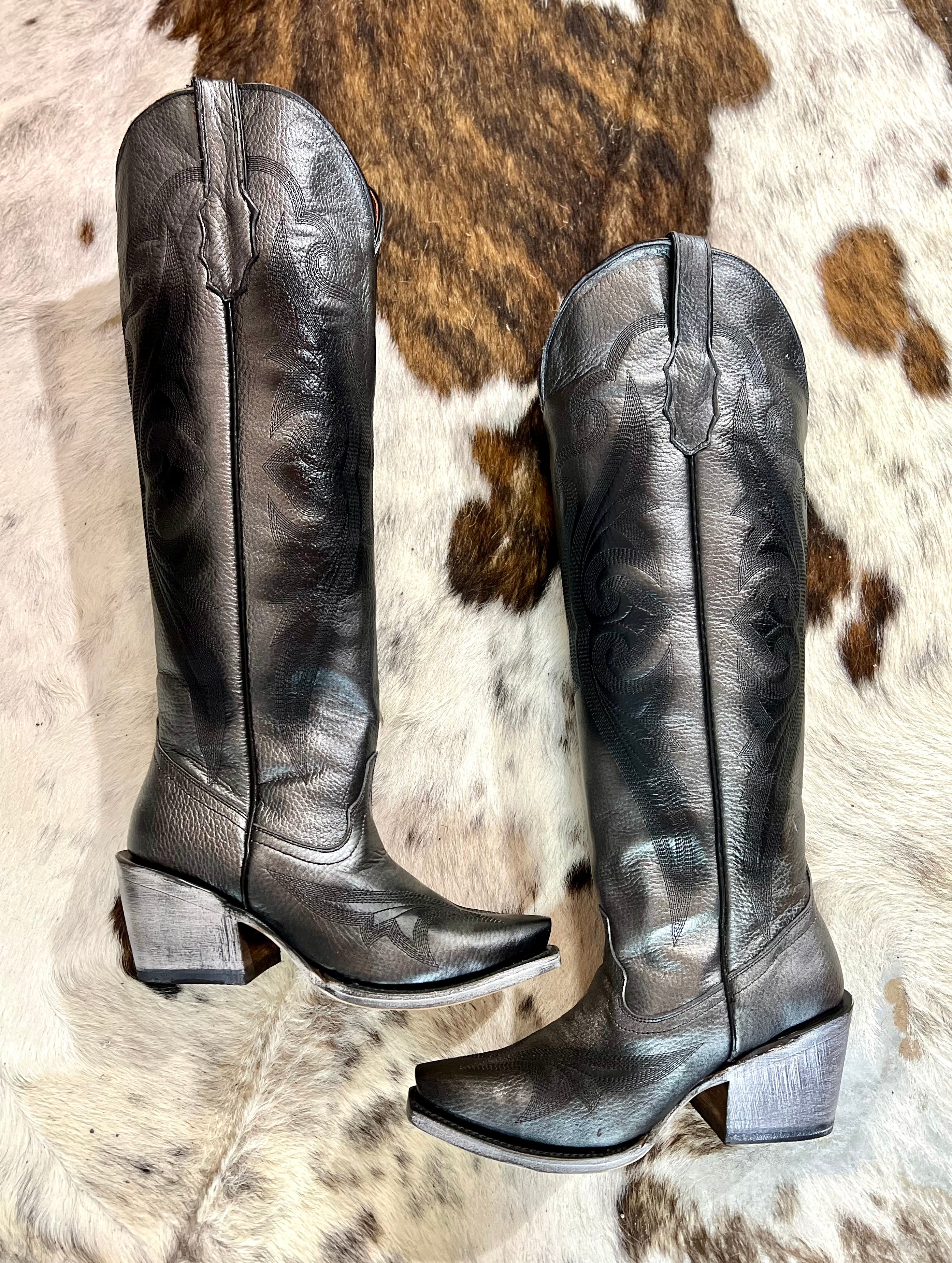 Tanner Mark Tall Silver Cowgirl Boots