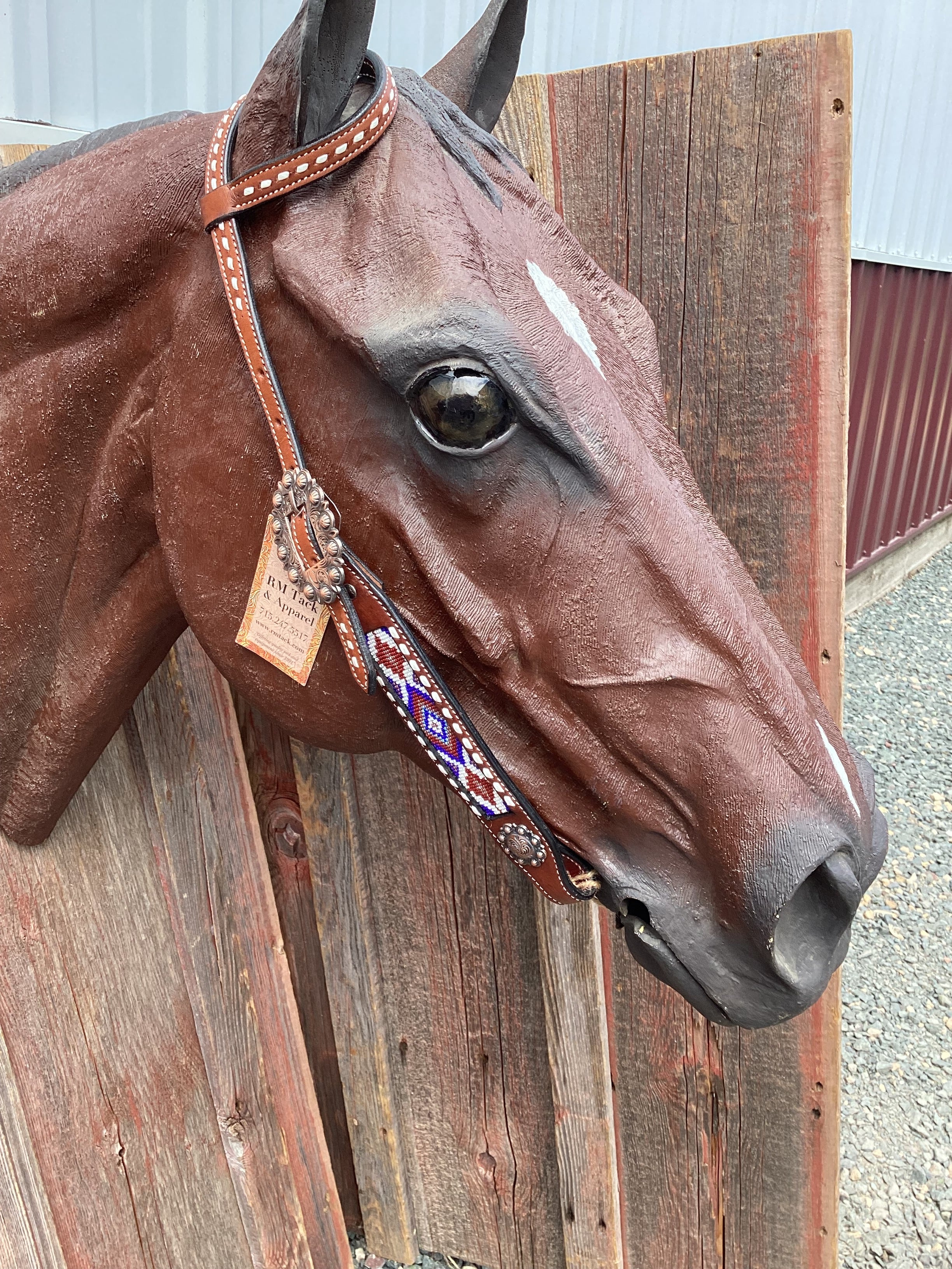 Medium Oil Single Ear Headstall with Beading