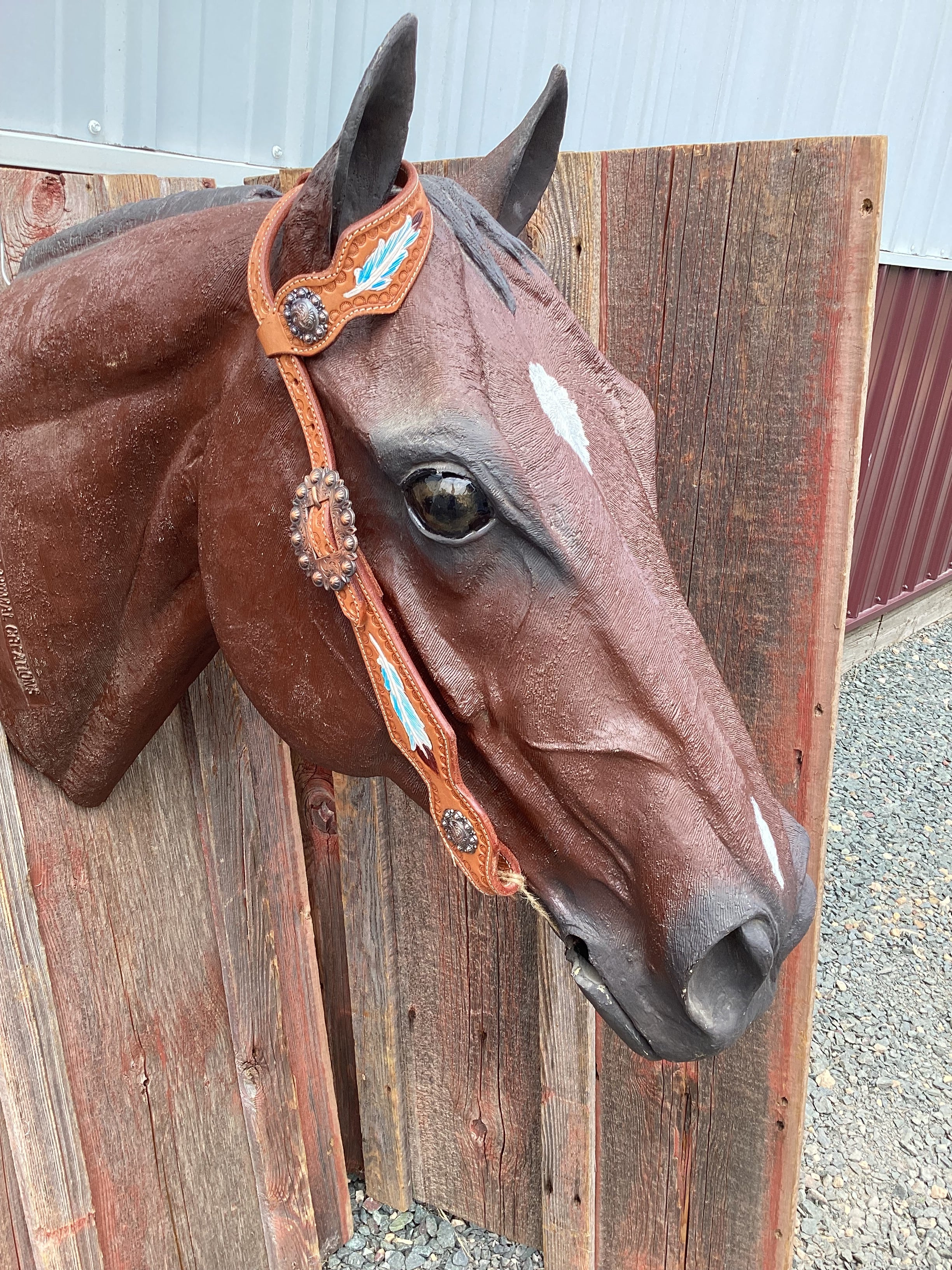 Light Oil Single Ear Painted Tooled Headstall