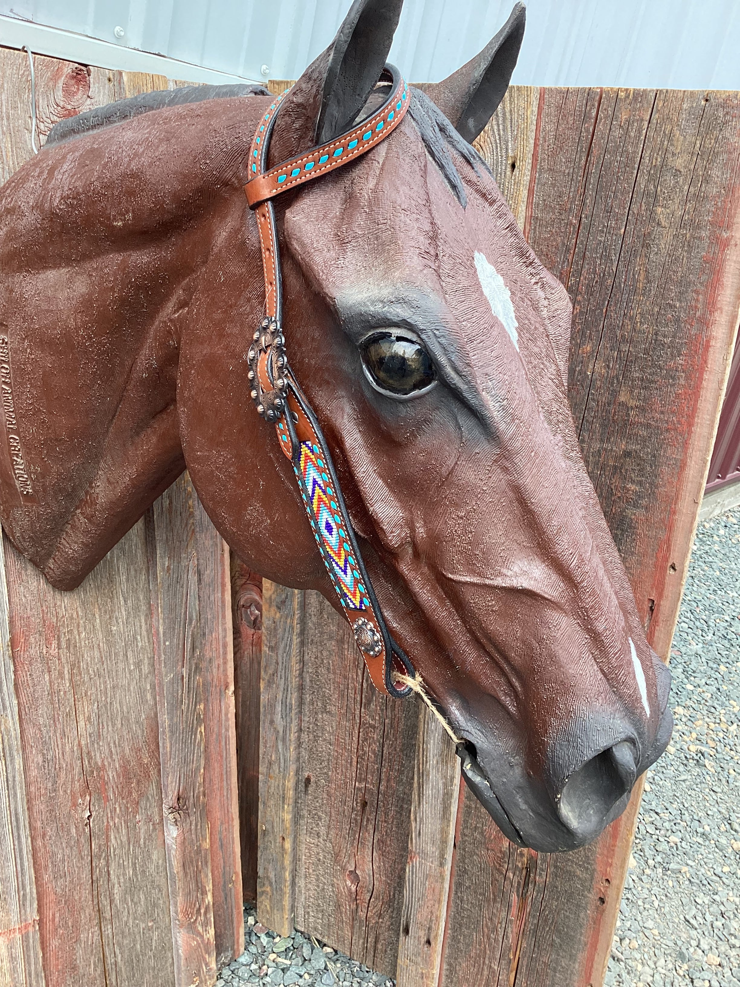 Medium Oil Single Ear Headstall with Beading