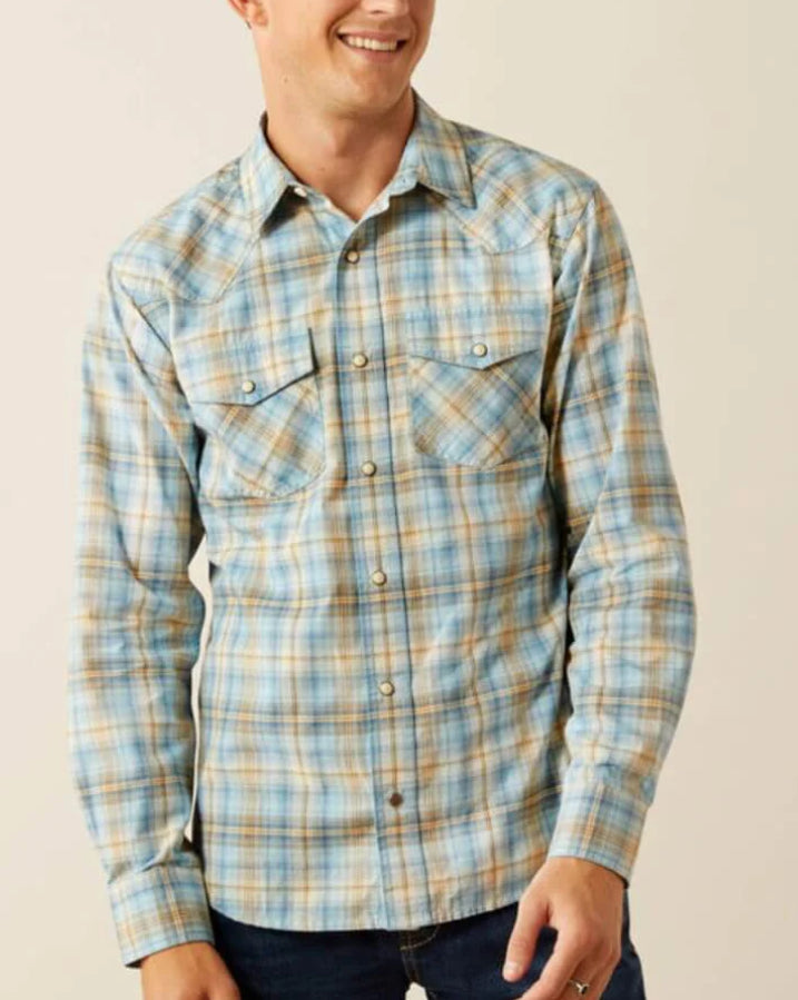 Ariat Mens Howe Retro Fit Shirt Light Blue