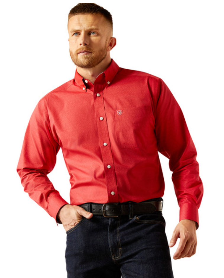 Men’s Ariat Red Dangelo Long Sleeve Button up