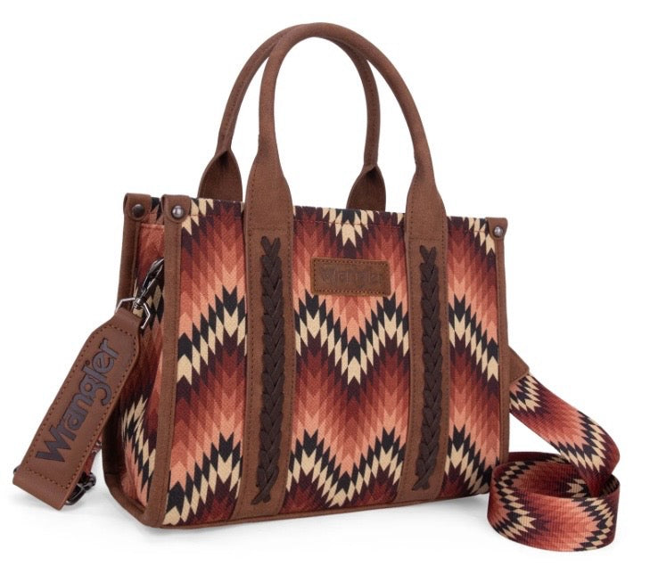 Wrangler Southwestern Pattern Dual Sided Print Tote/Crossbody
