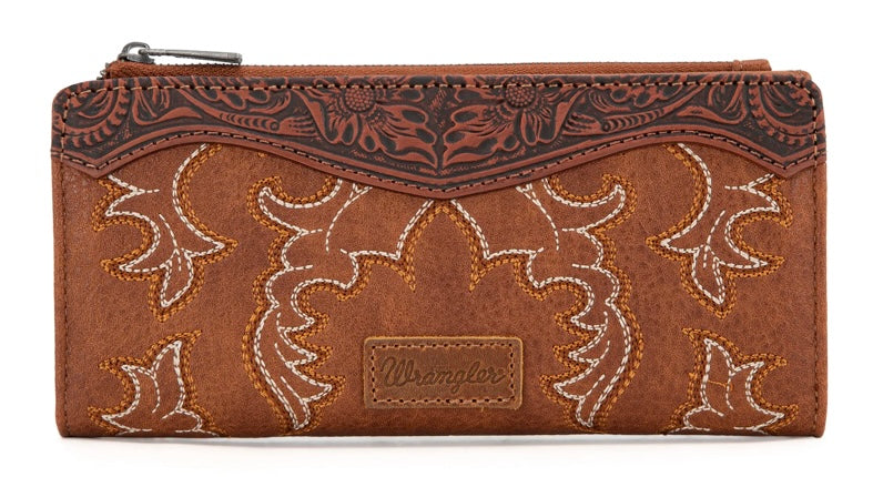 Wrangler Embroidered Bi-Fold Wallet - Brown