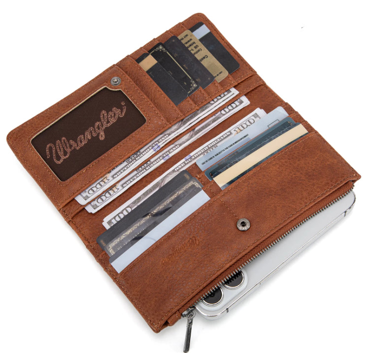 Wrangler Embroidered Bi-Fold Wallet - Brown