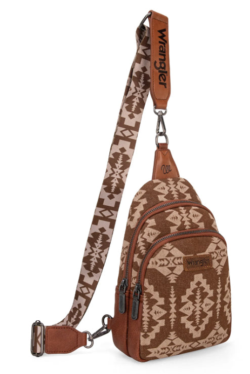 Wrangler Southwestern Print Small Canvas Sling Bag/Crossbody/Chest Bag