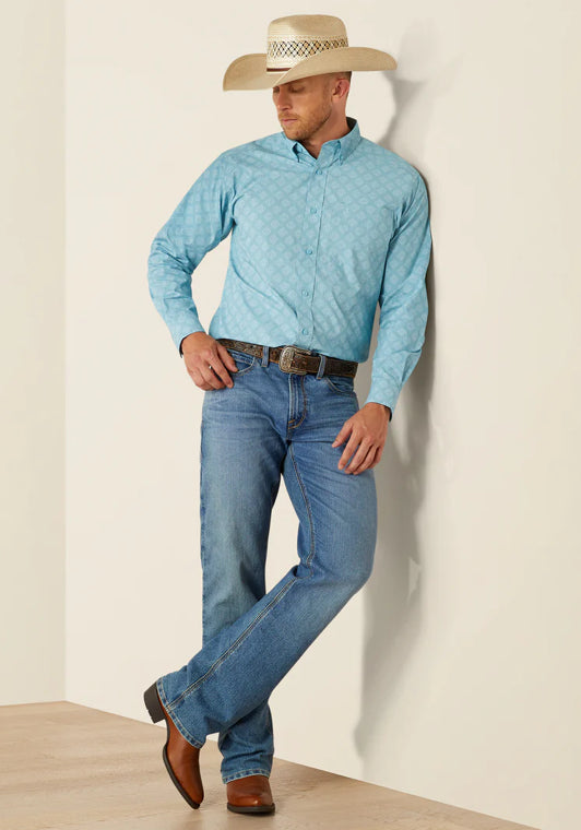 Men’s Ariat Turquoise Geo LS Button Up