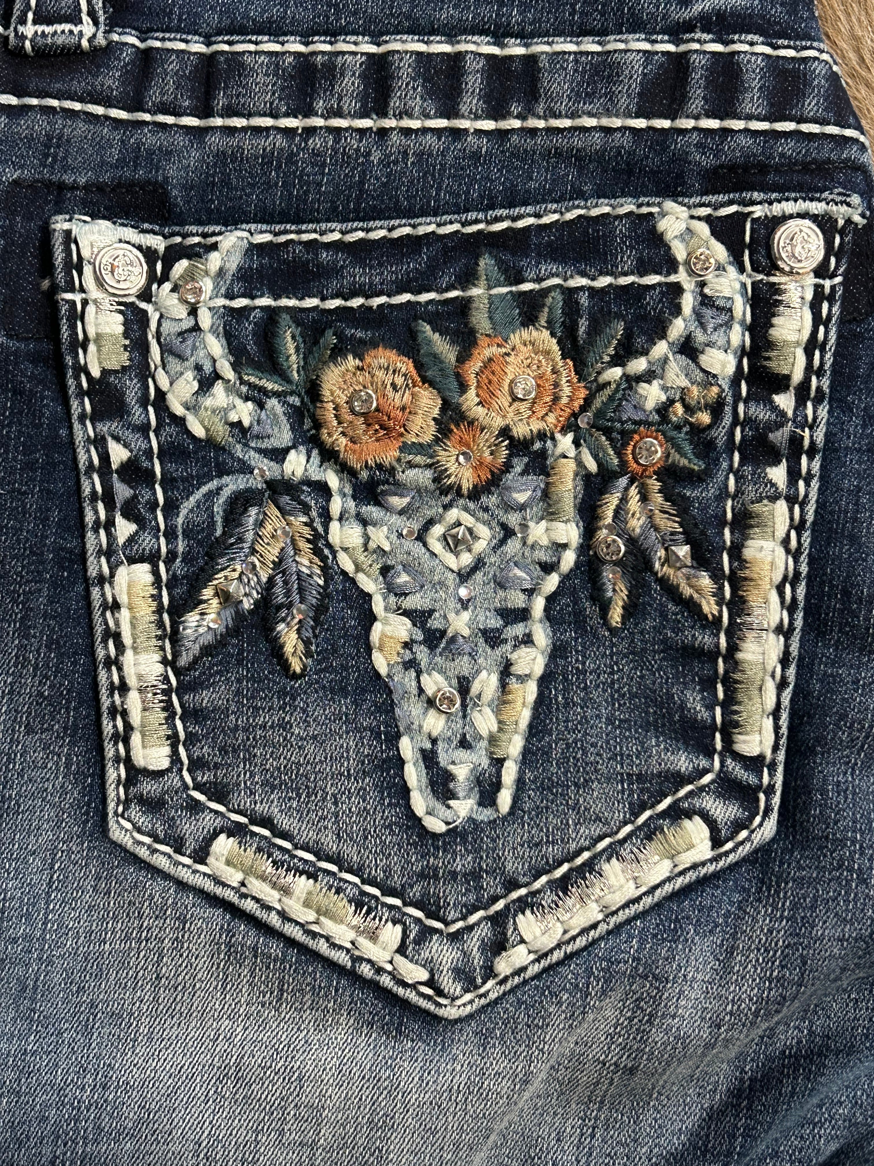 Women’s Grace in LA Embroidered Floral Longhorn Jeans