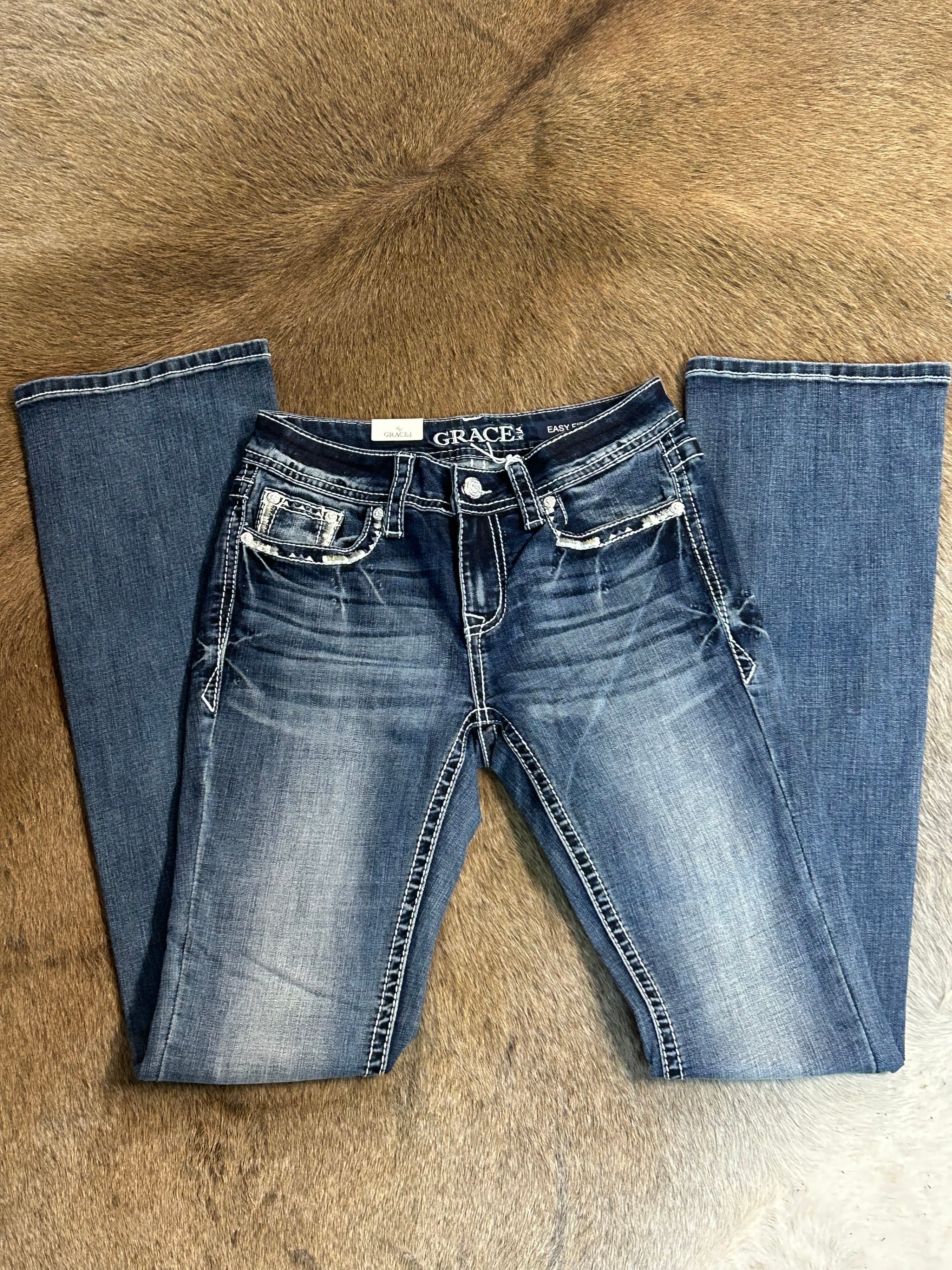 Women’s Grace in LA Embroidered Floral Longhorn Jeans