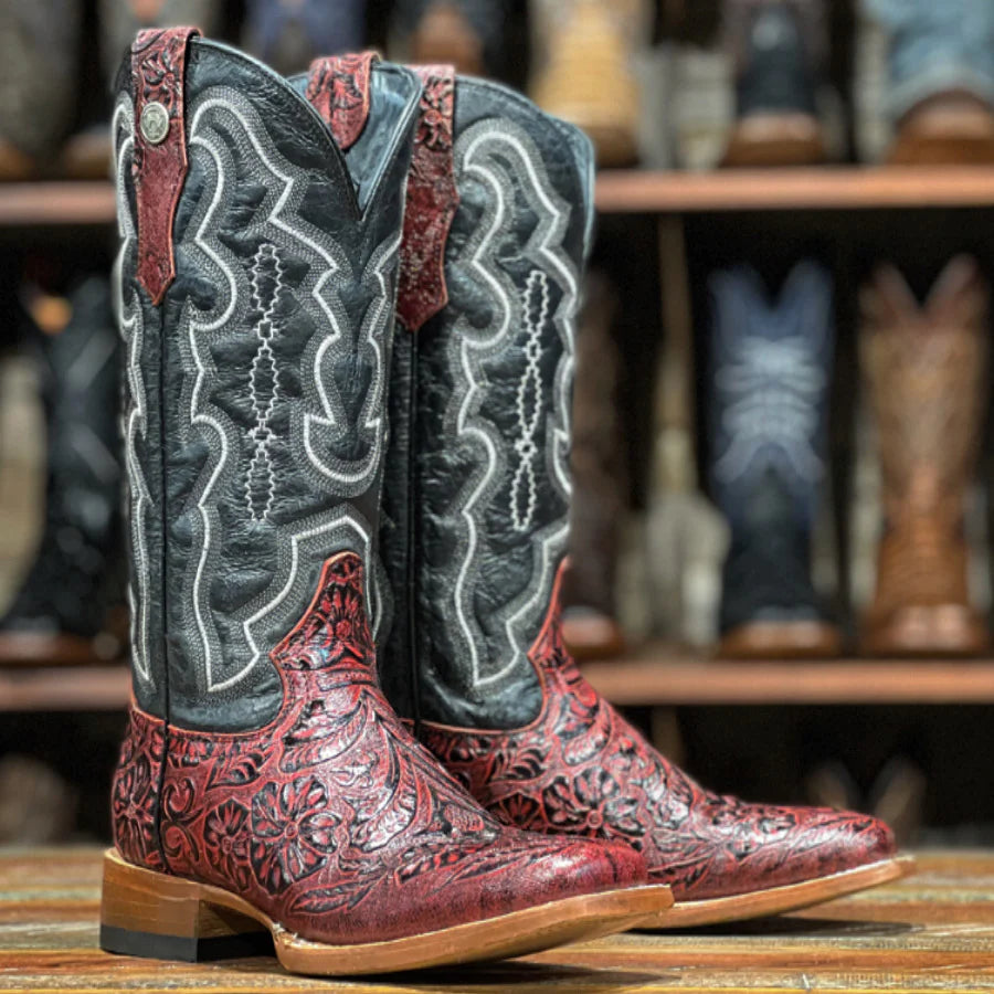 Tanner Mark Boots "Rebecca" Hand tooled Black Vermont Top