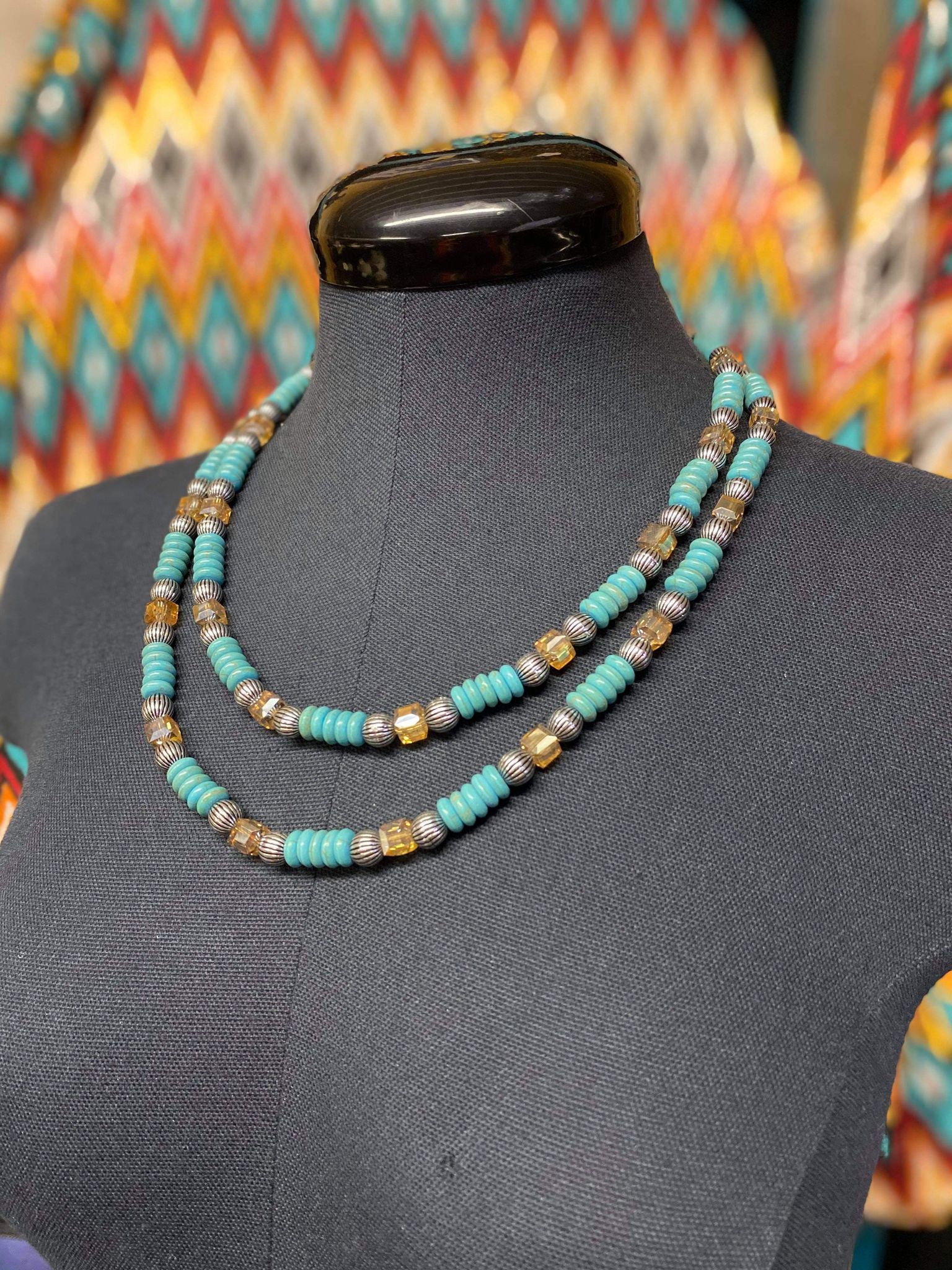 Turquoise Layered Beaded Necklace