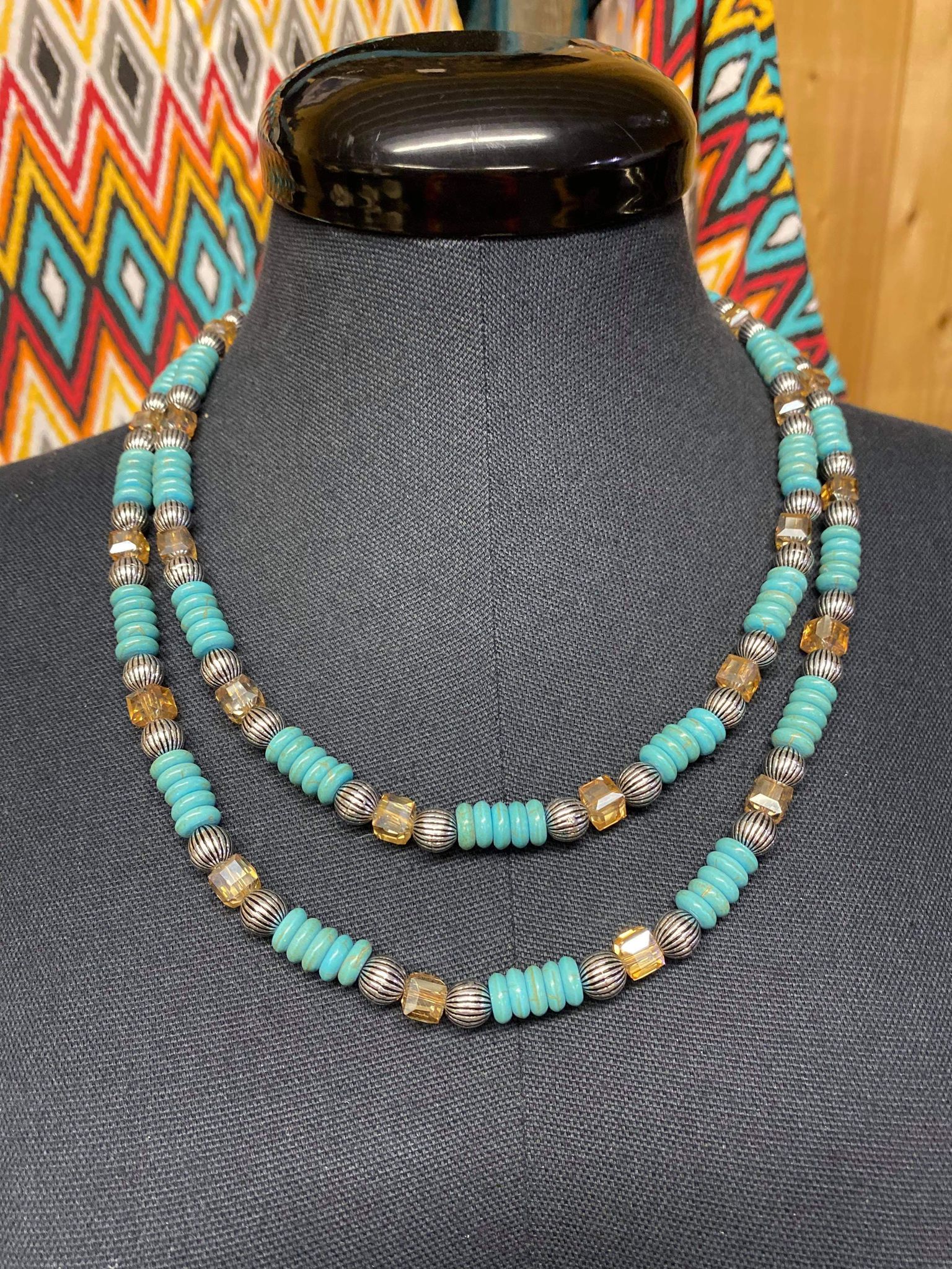 Turquoise Layered Beaded Necklace