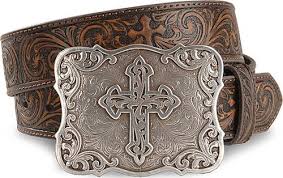 Nocona Women's Brown Tooled Floral and Cross Belt - RM Tack & Apparel