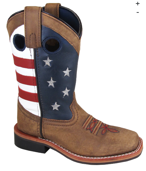 Smoky Mountain Youth Stars & Stripes Square Toe Boots