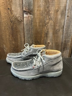 RM Tack Exclusive Twisted X Tooled Grey & Grey Bomber Chukka Driving Mocs