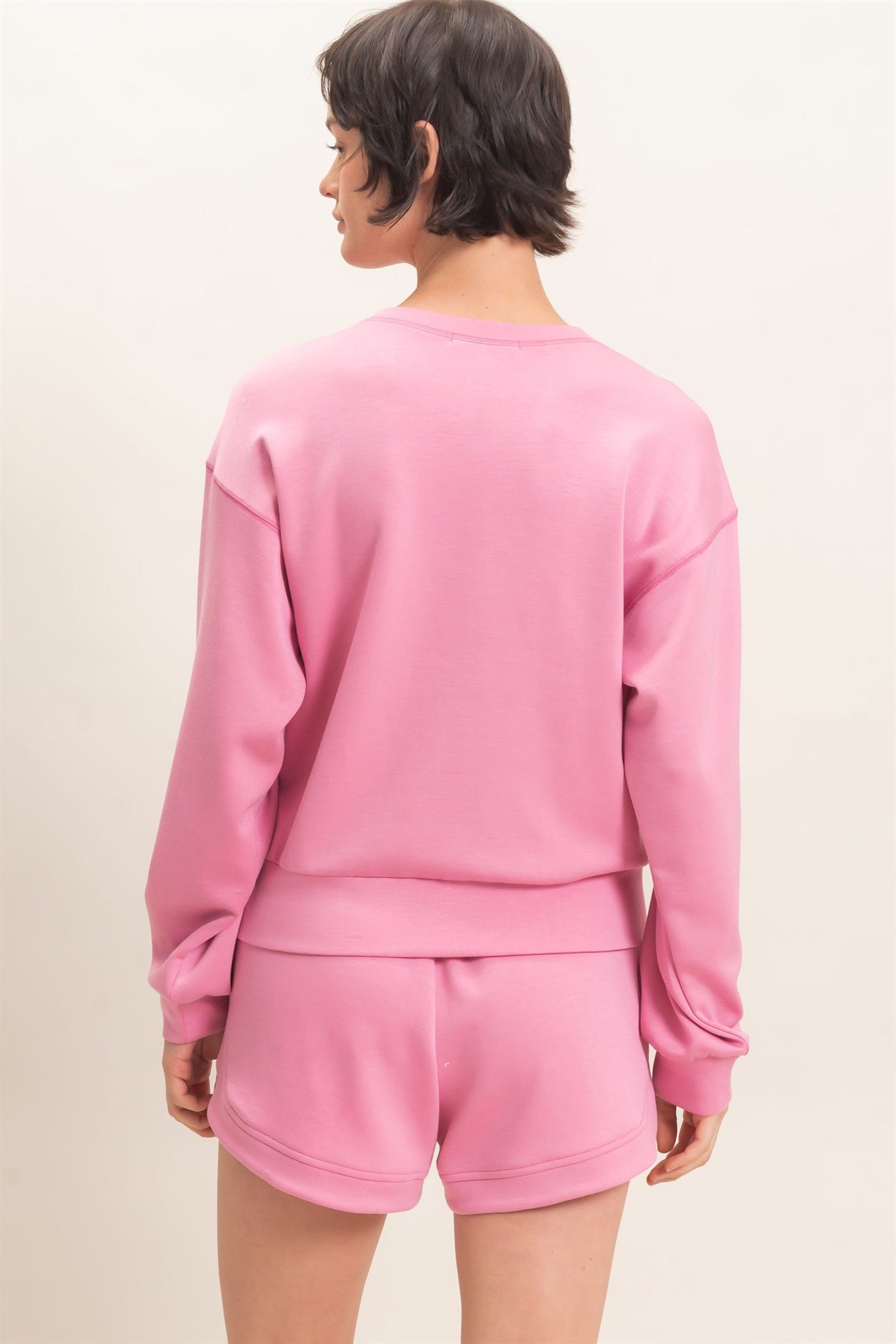 W Crew Neck Sweatshirt- Pink