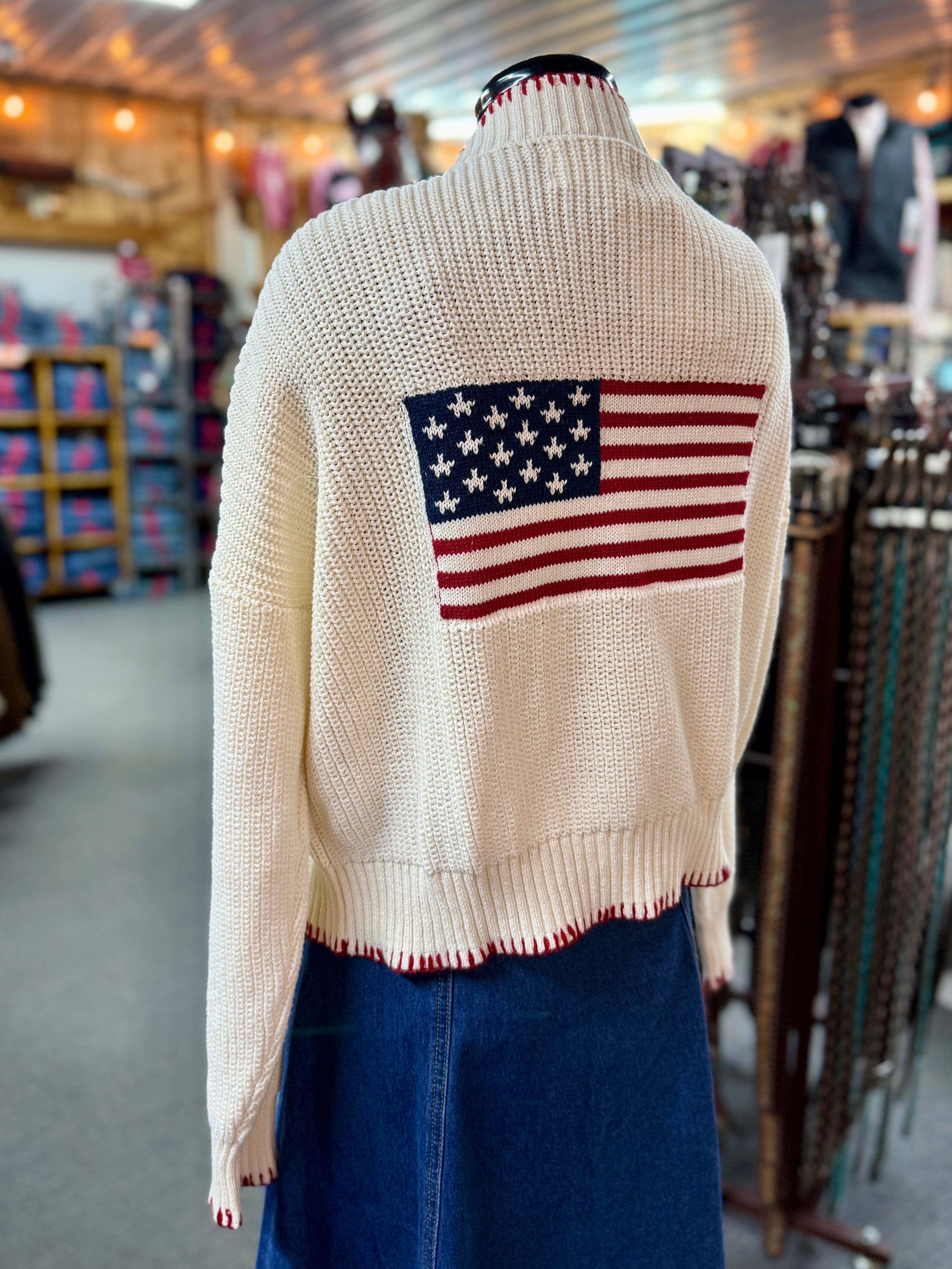 Ivory USA Flag Cardigan