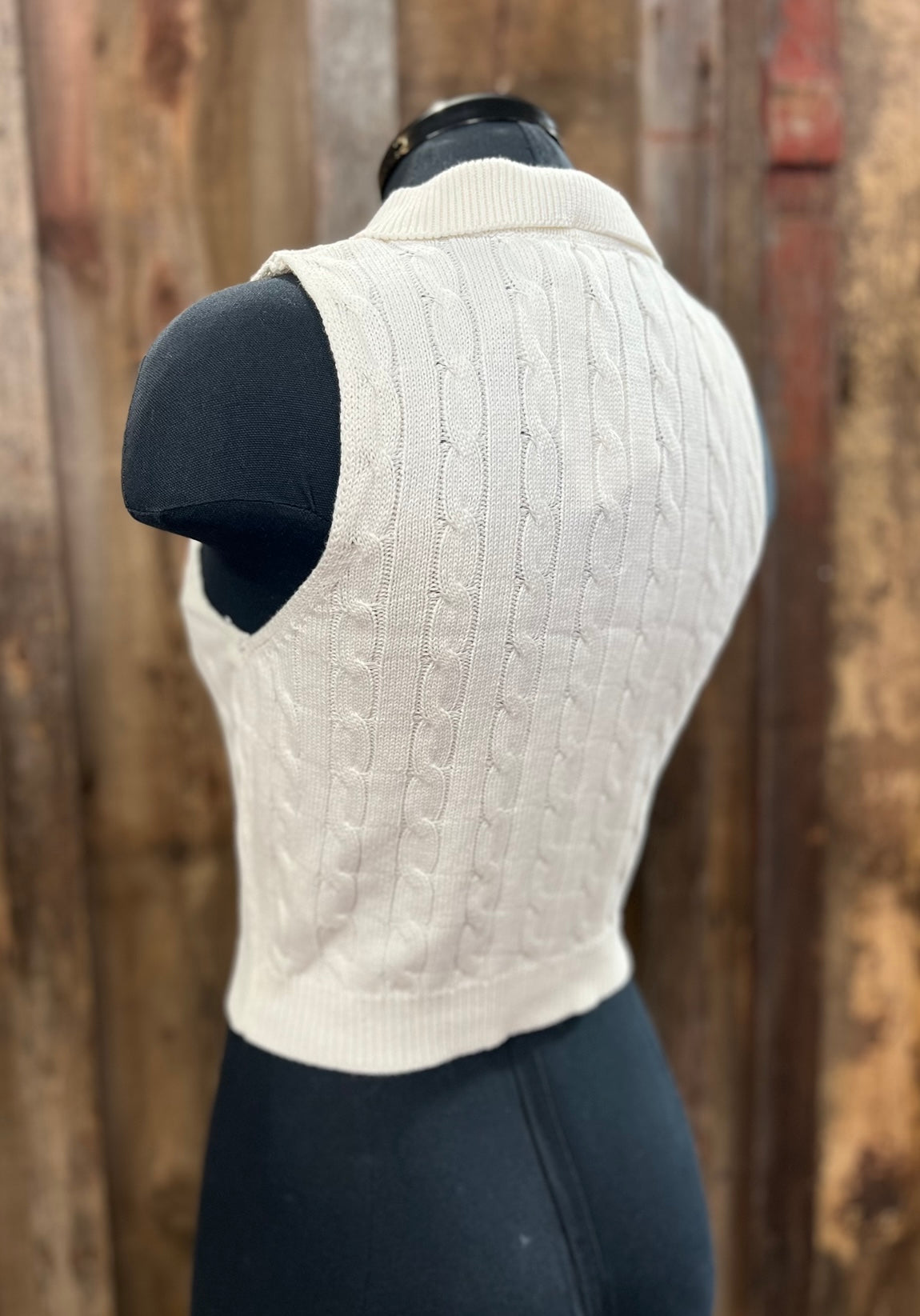 Cream Cable Knit Tank Top