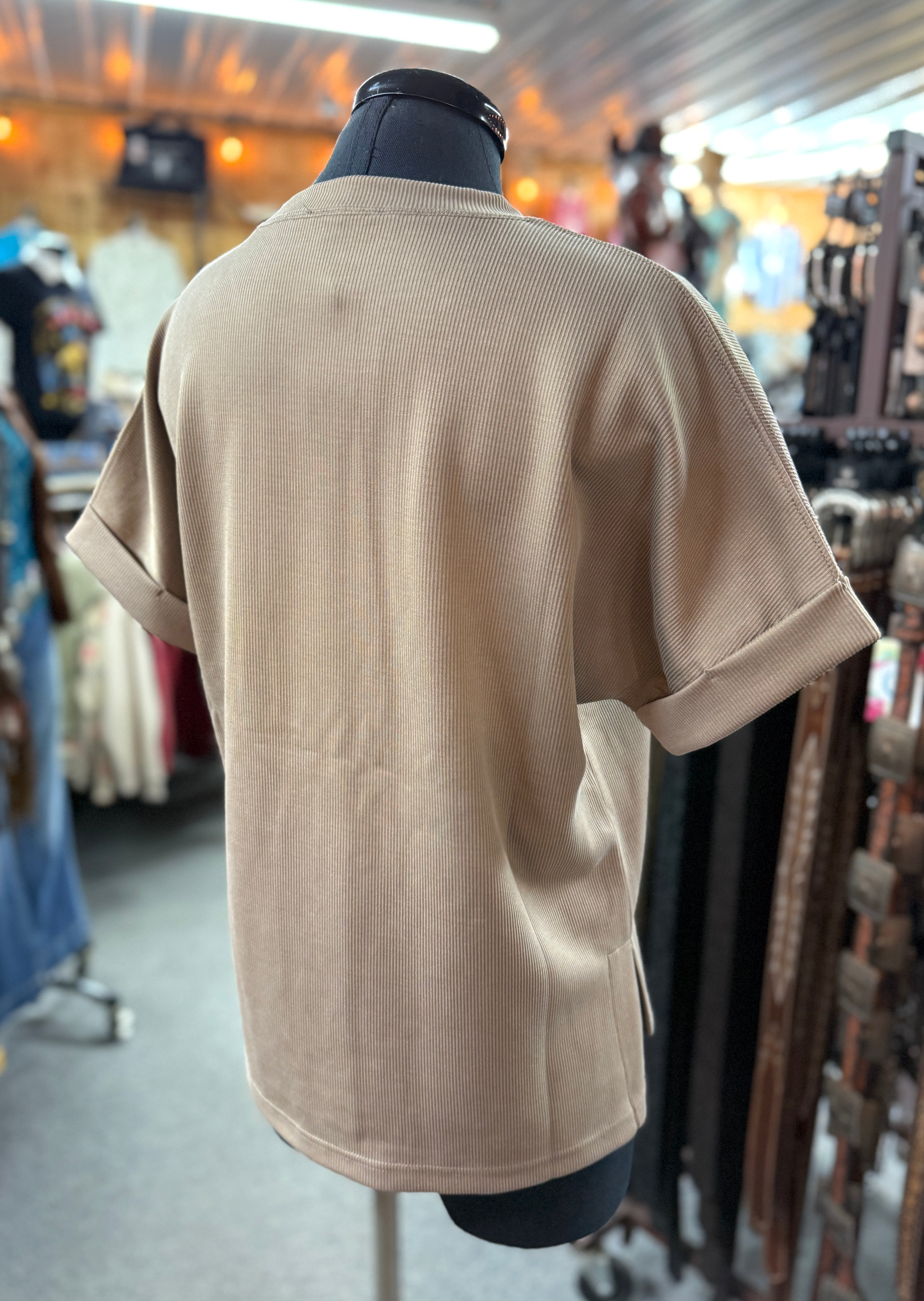 Ribbed Short Sleeve Lounge Tee