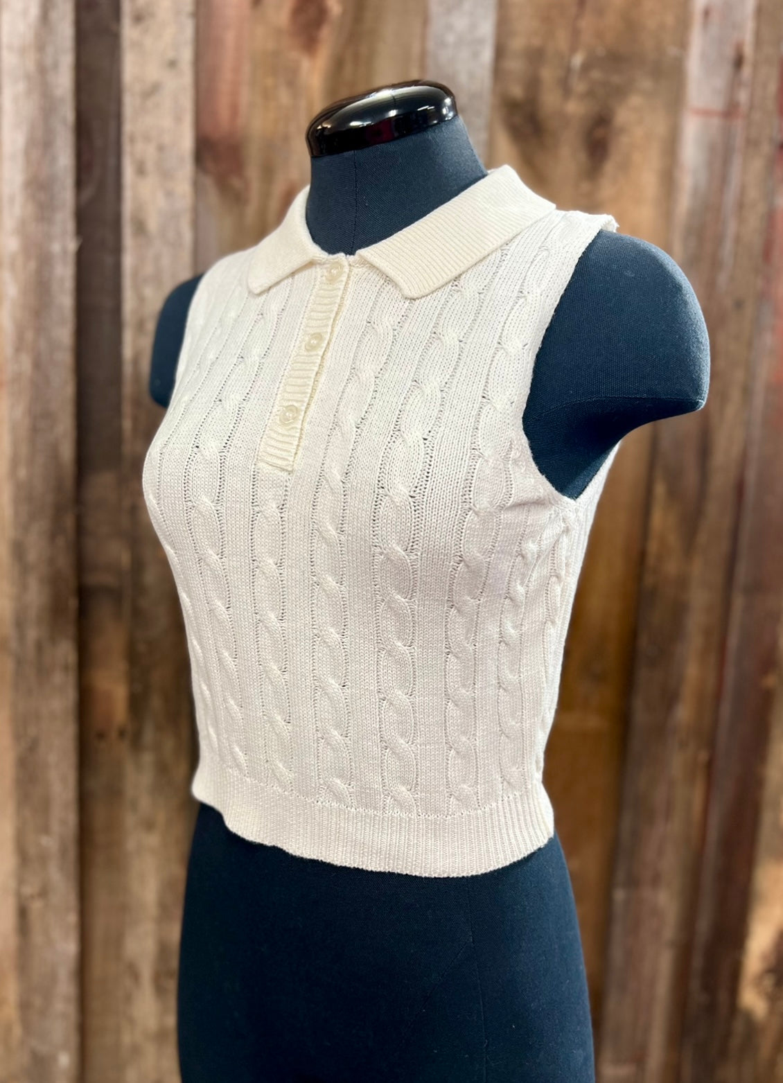 Cream Cable Knit Tank Top
