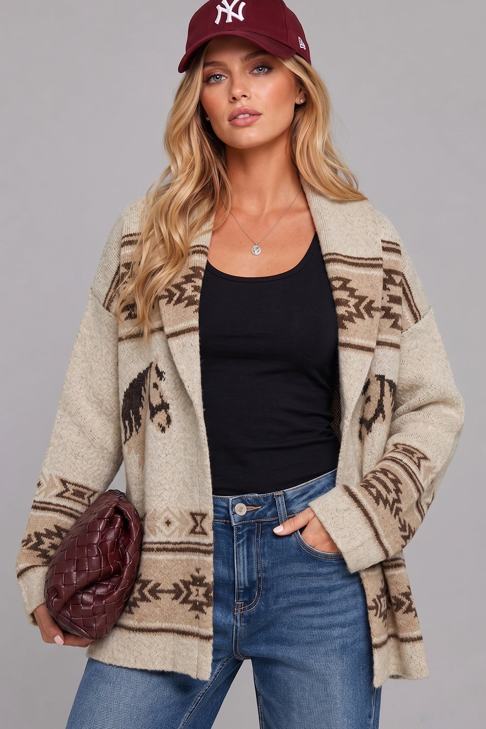 W Knit Aztec Sweater w/ Horses