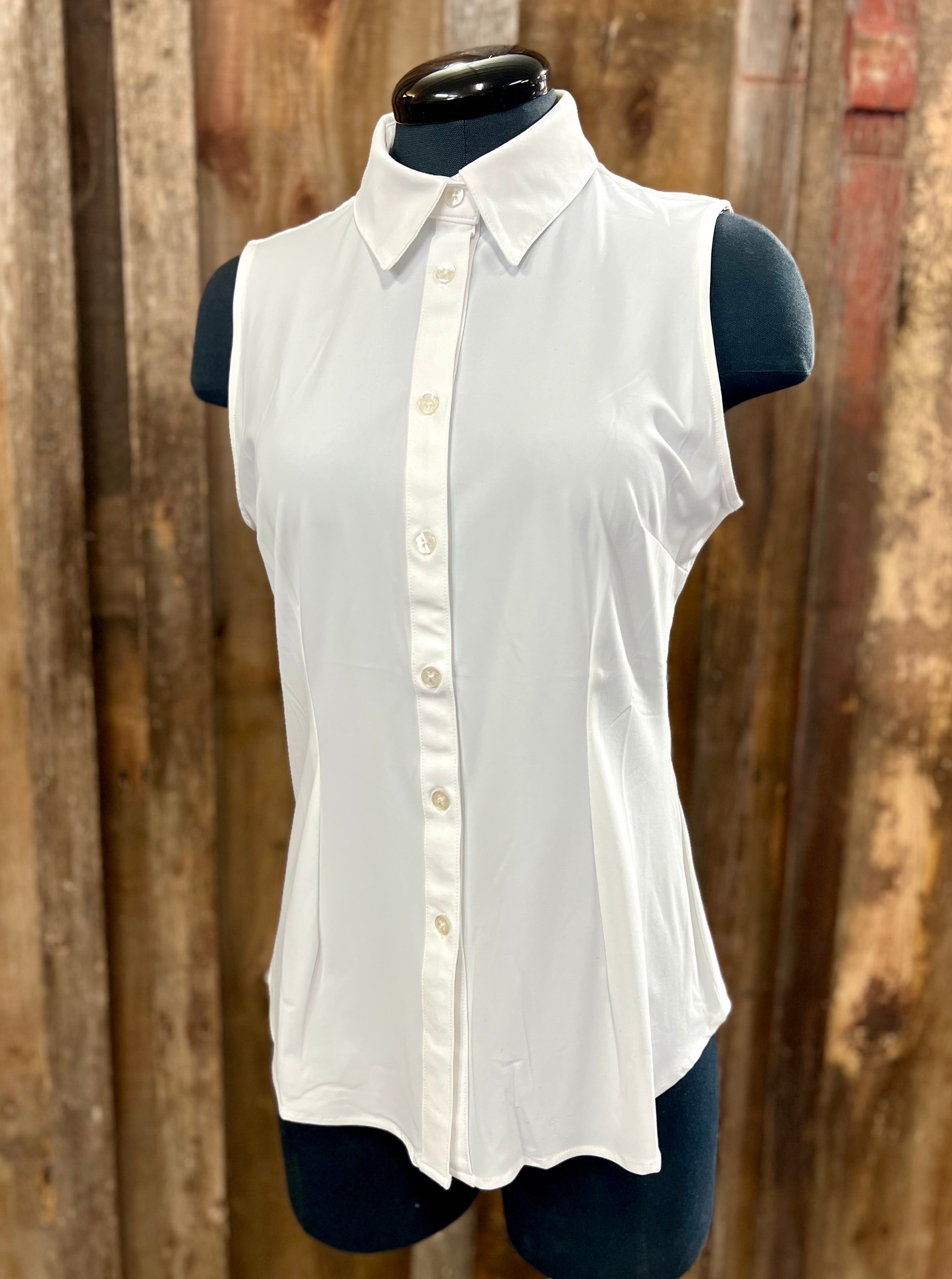THE ANNIE SLEEVELESS BUTTON UP Shirt In White
