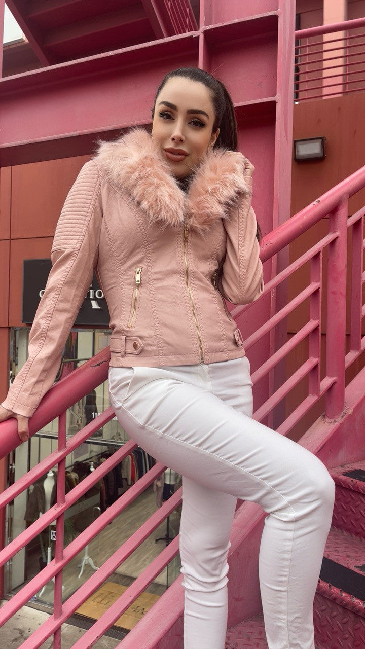 Pink Faux Fur Stari Jacket