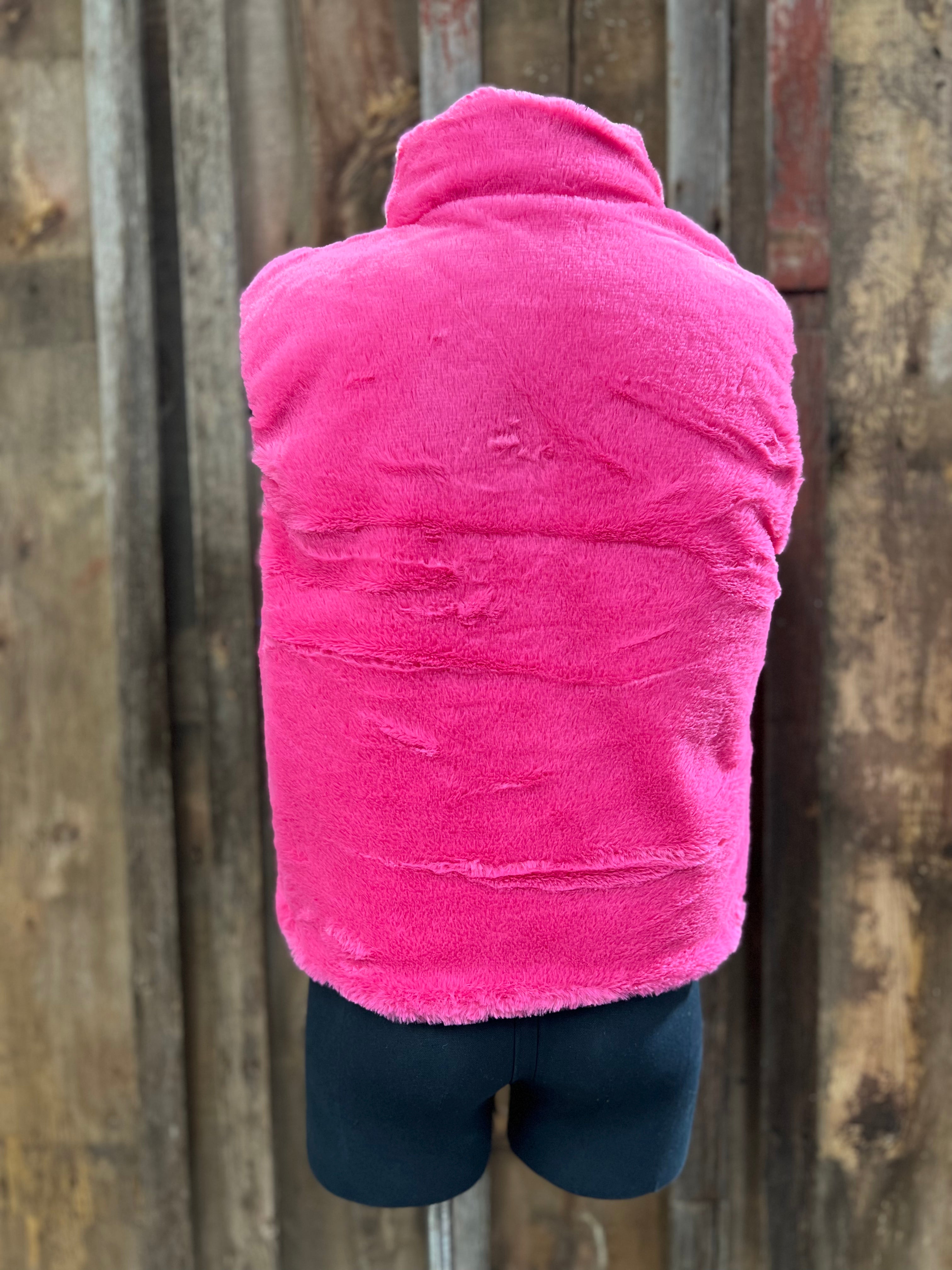 Pink Fuzzy Reversible Vest