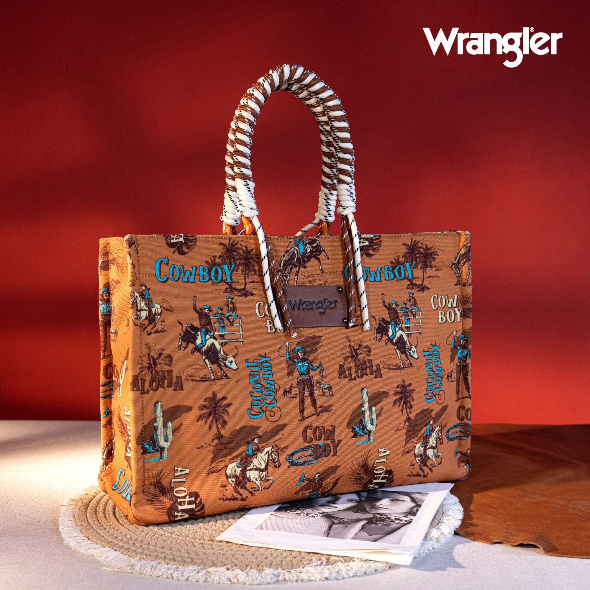 Wrangler Cowboy Dual Sided Print Canvas Wide Tote - RM Tack & Apparel