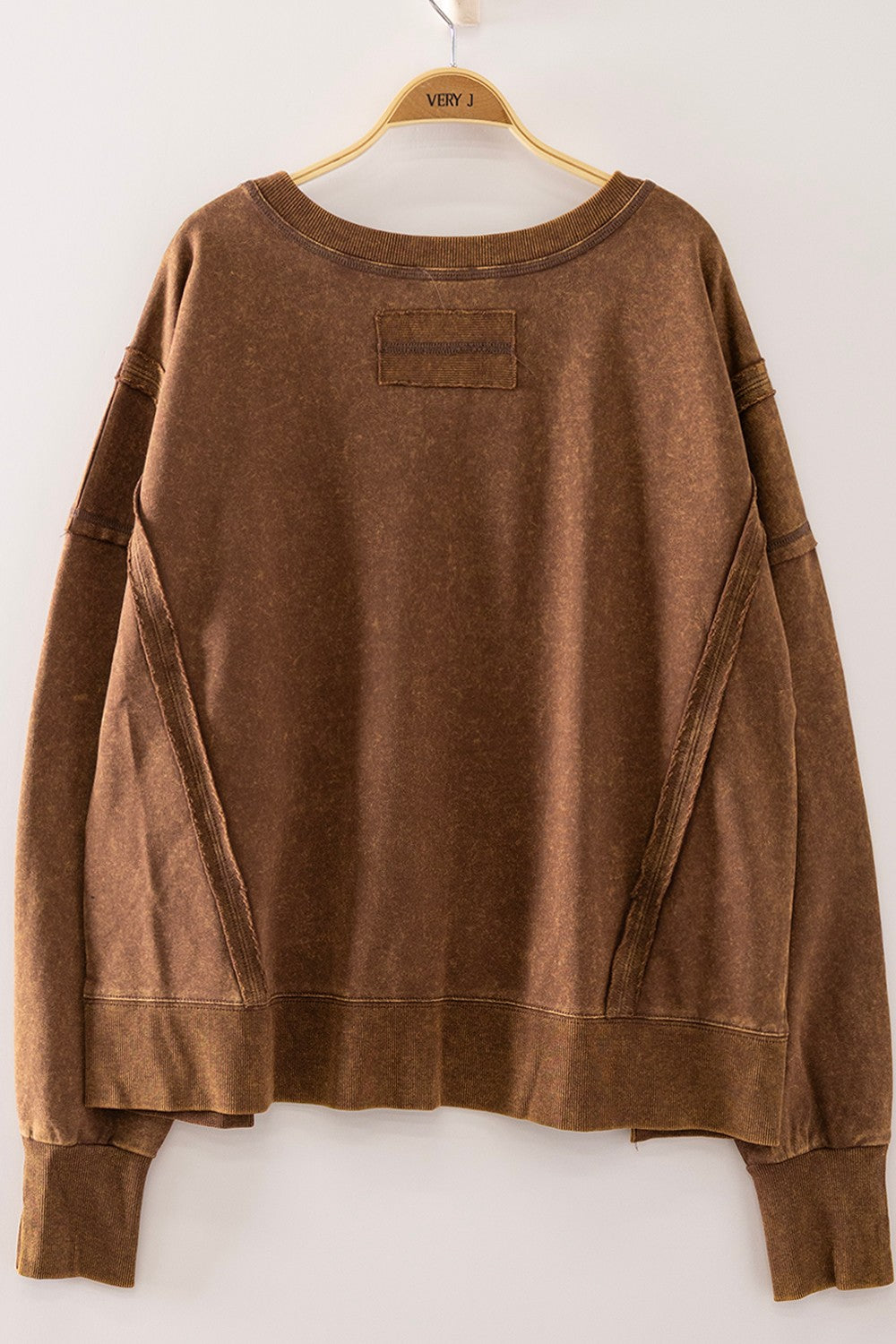 W Vintage Washed Sweatshirt- Chocolate