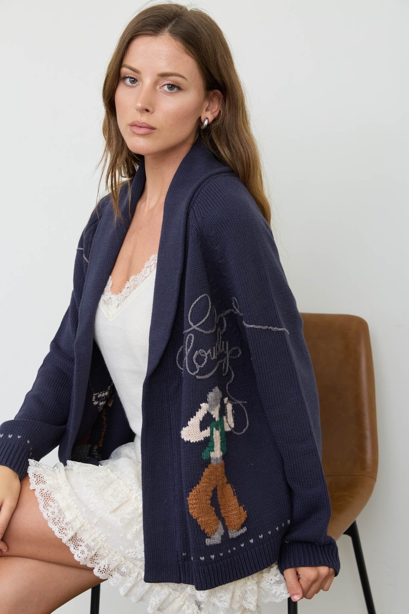 W Howdy Cowboy Jacquard Shawl w/ Collar