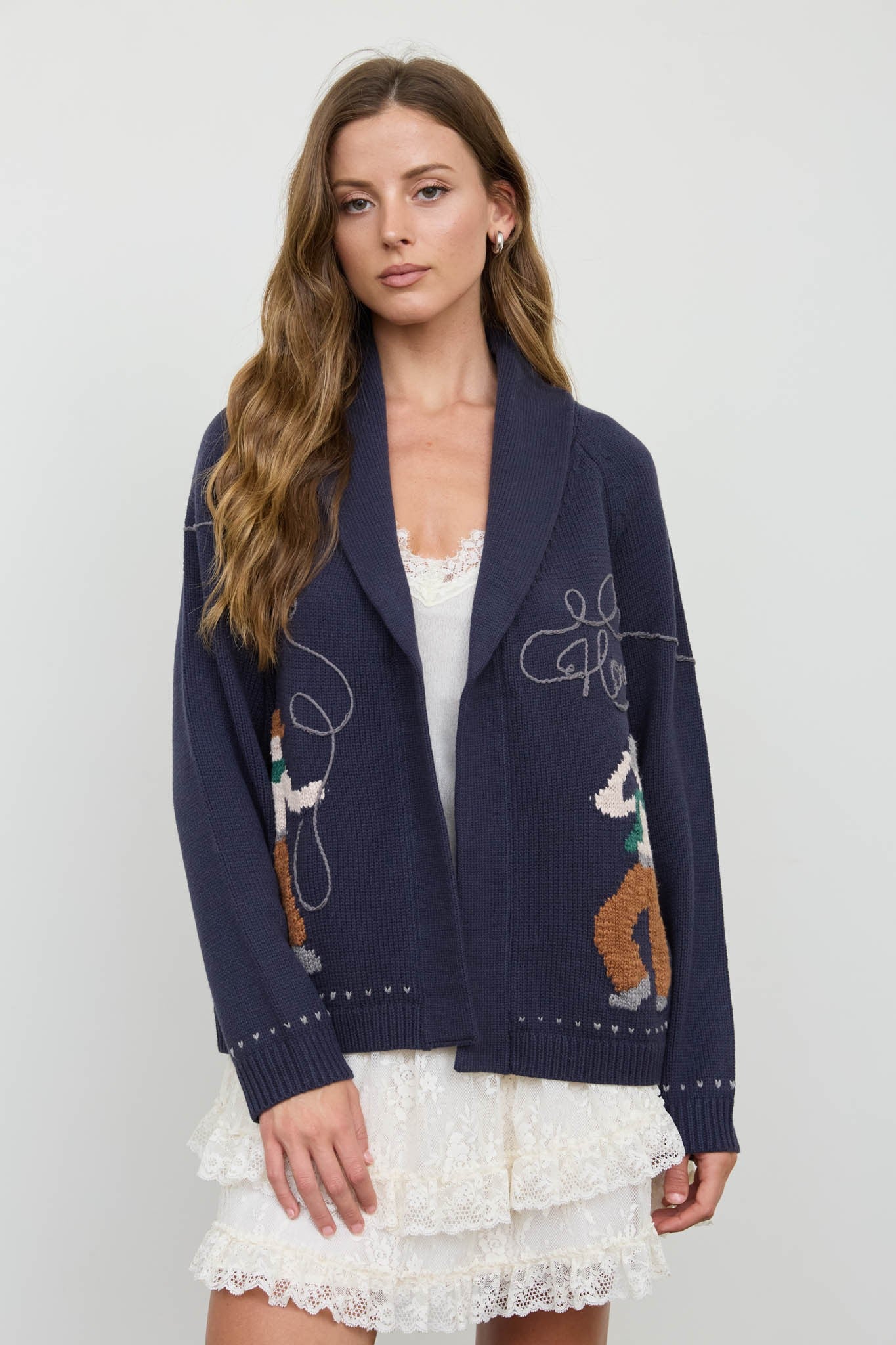W Howdy Cowboy Jacquard Shawl w/ Collar