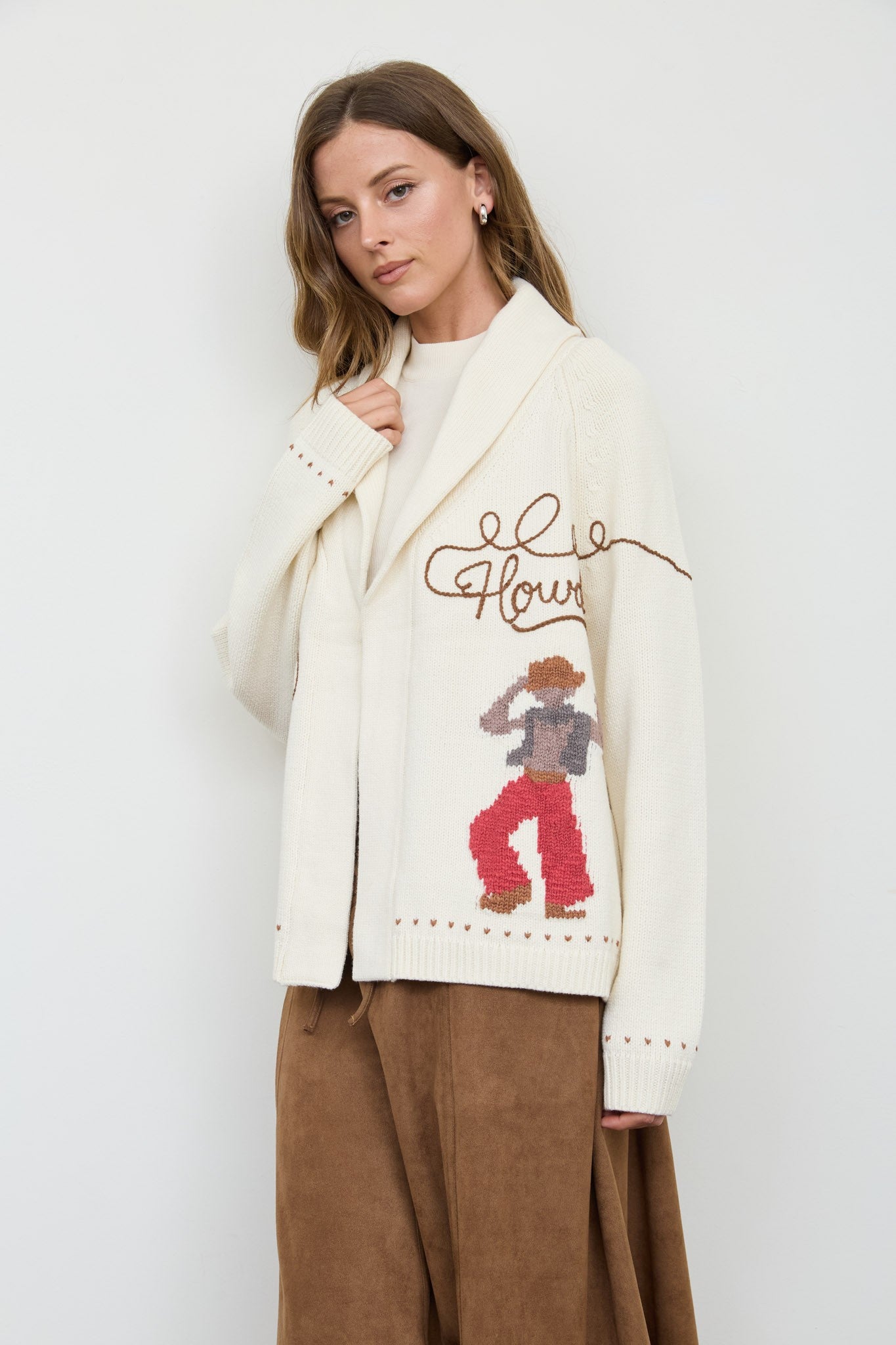 W Howdy Cowboy Jacquard Shawl w/ Collar