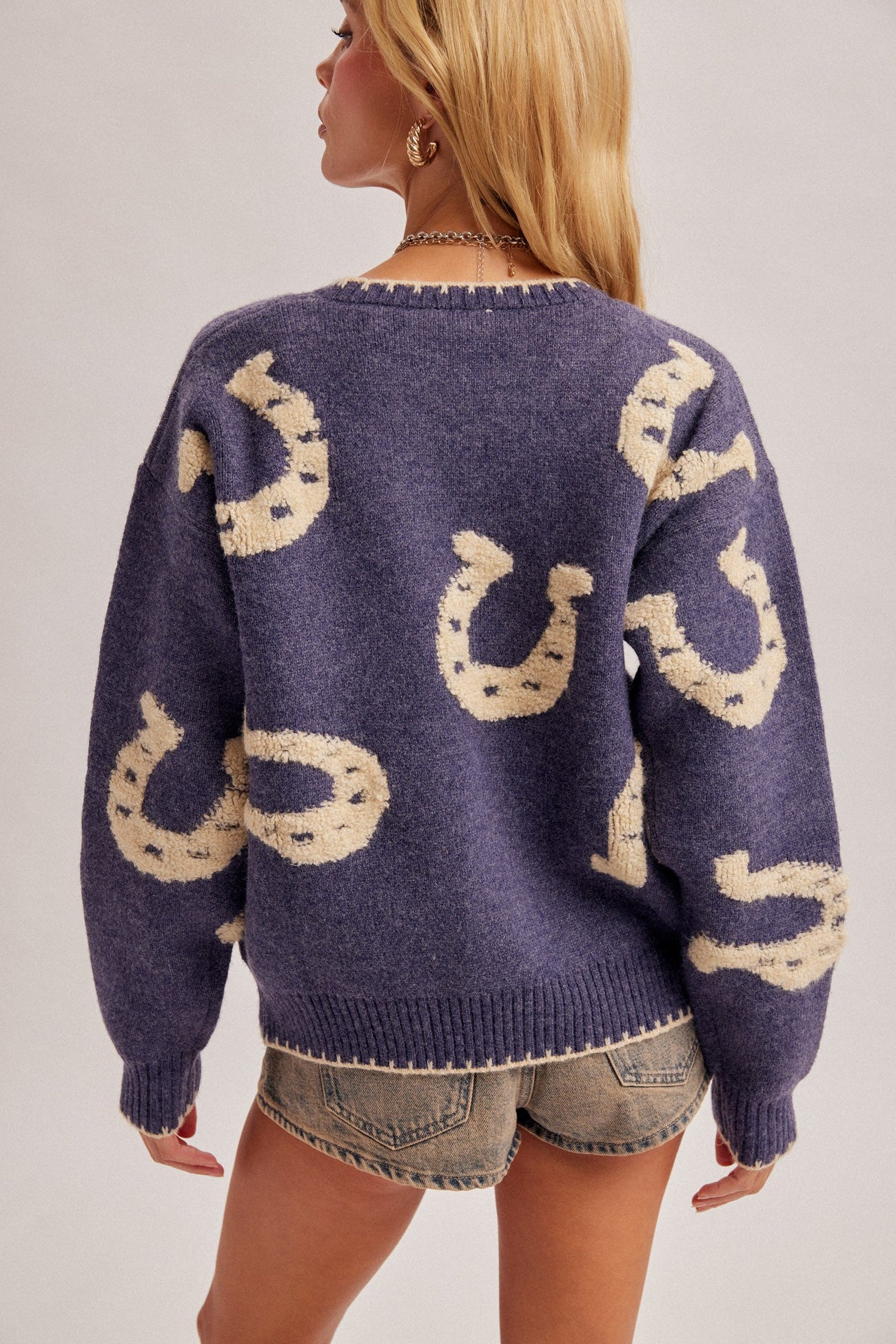 W Horse Shoes Jacquard Sweater