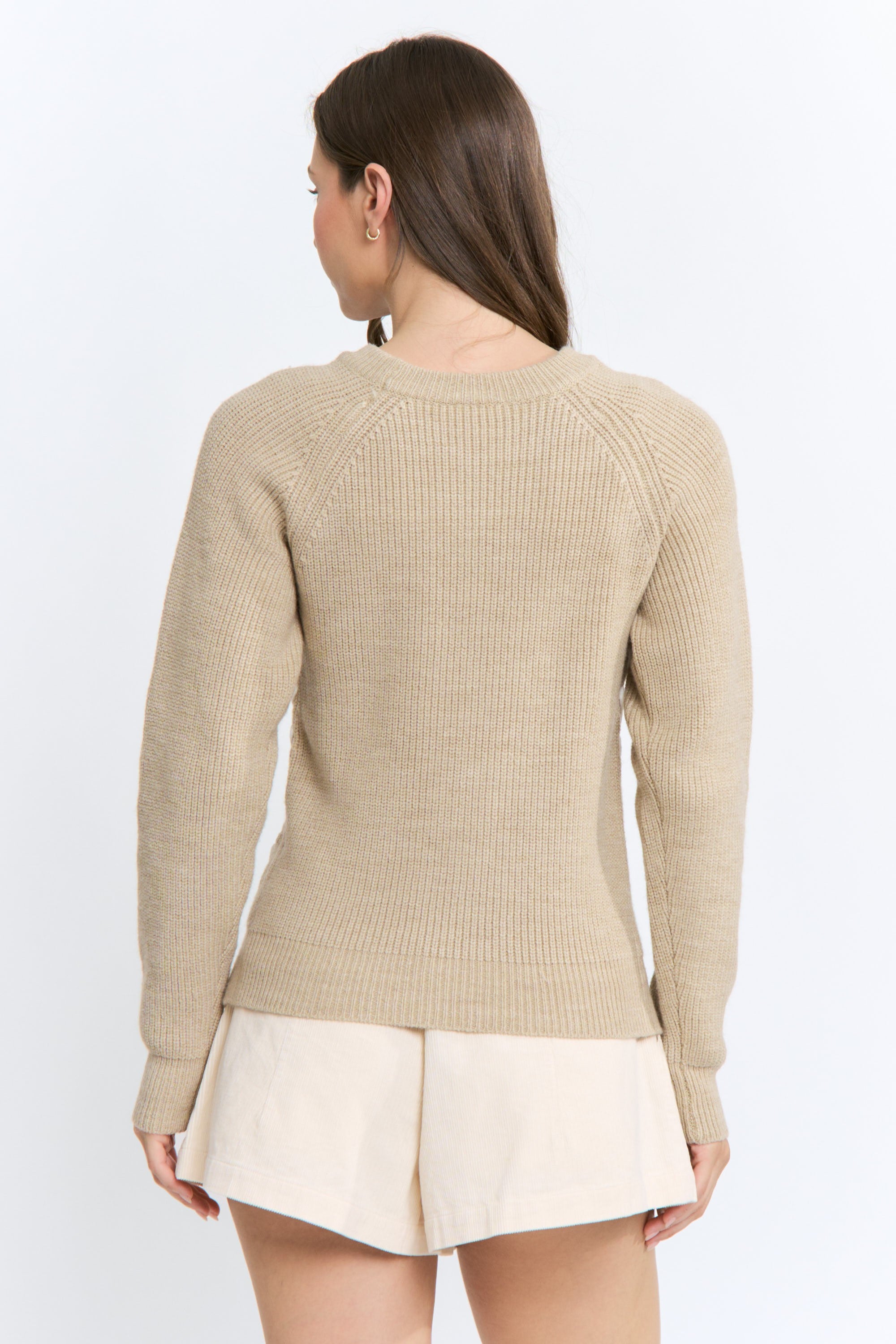 W Crew Neck Sweater Side Whipstitch