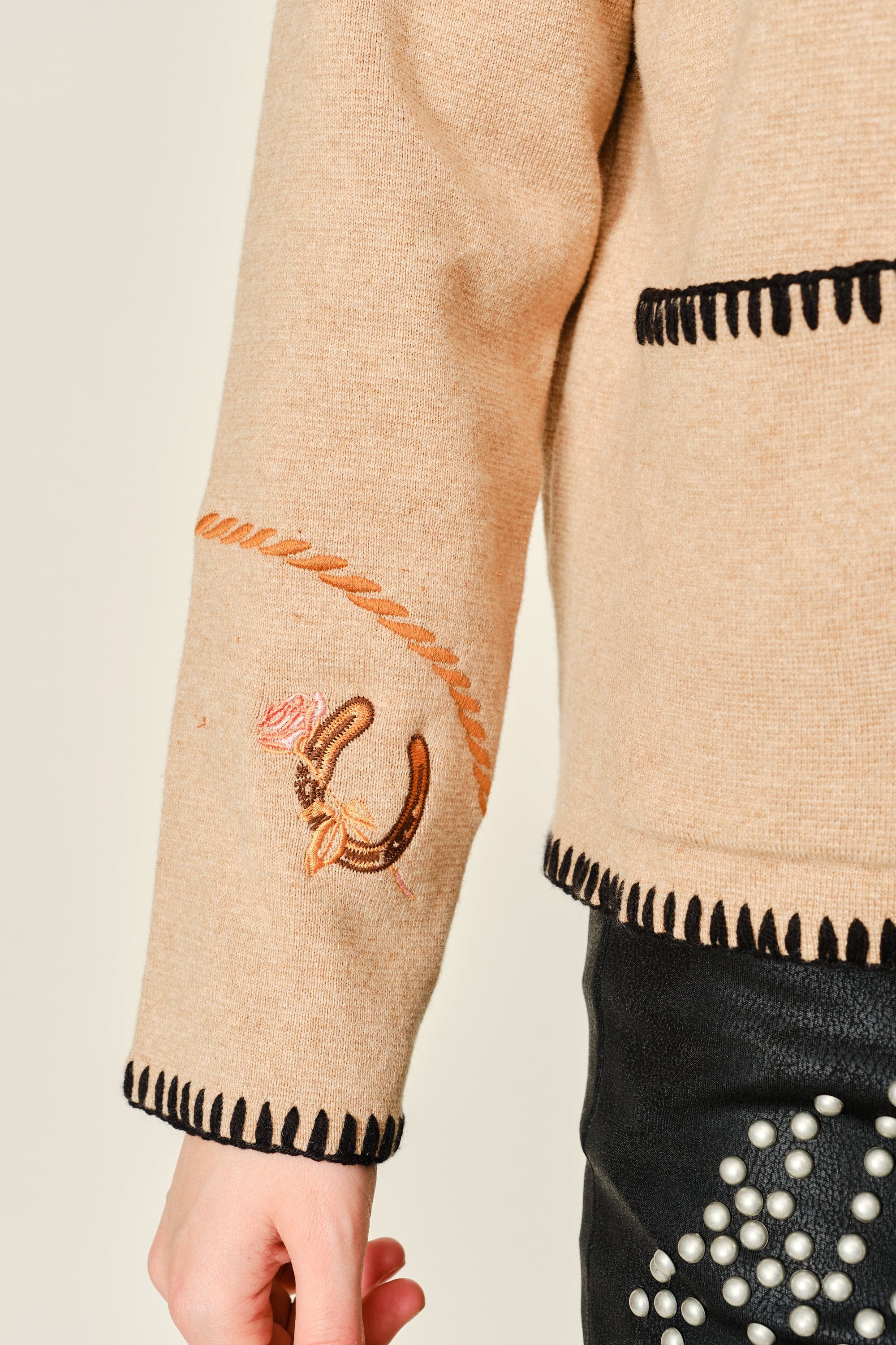 W Embroidered Western Cardigan