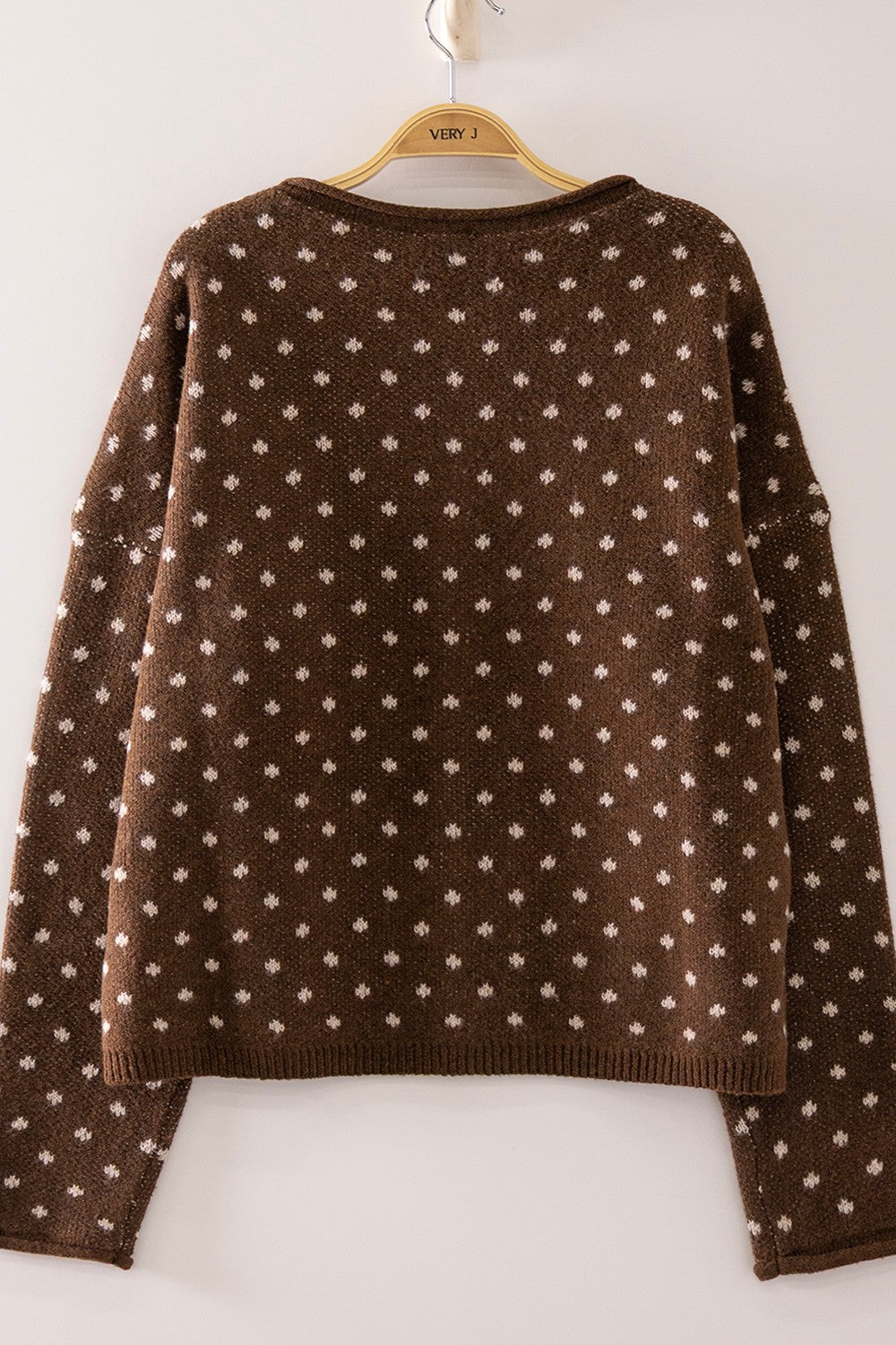 W Sweet Dot Knit Cardigan-Choco