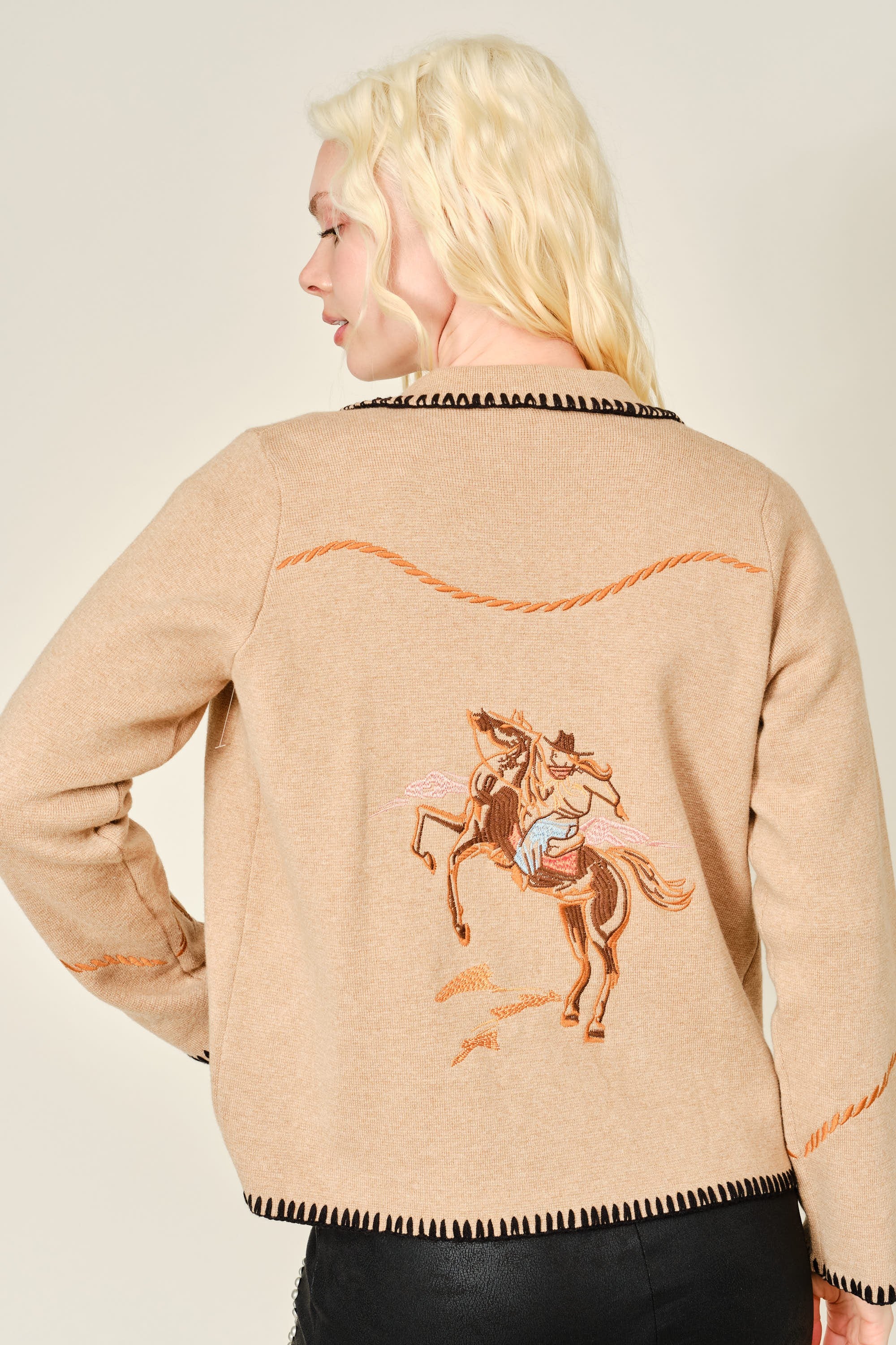W Embroidered Western Cardigan