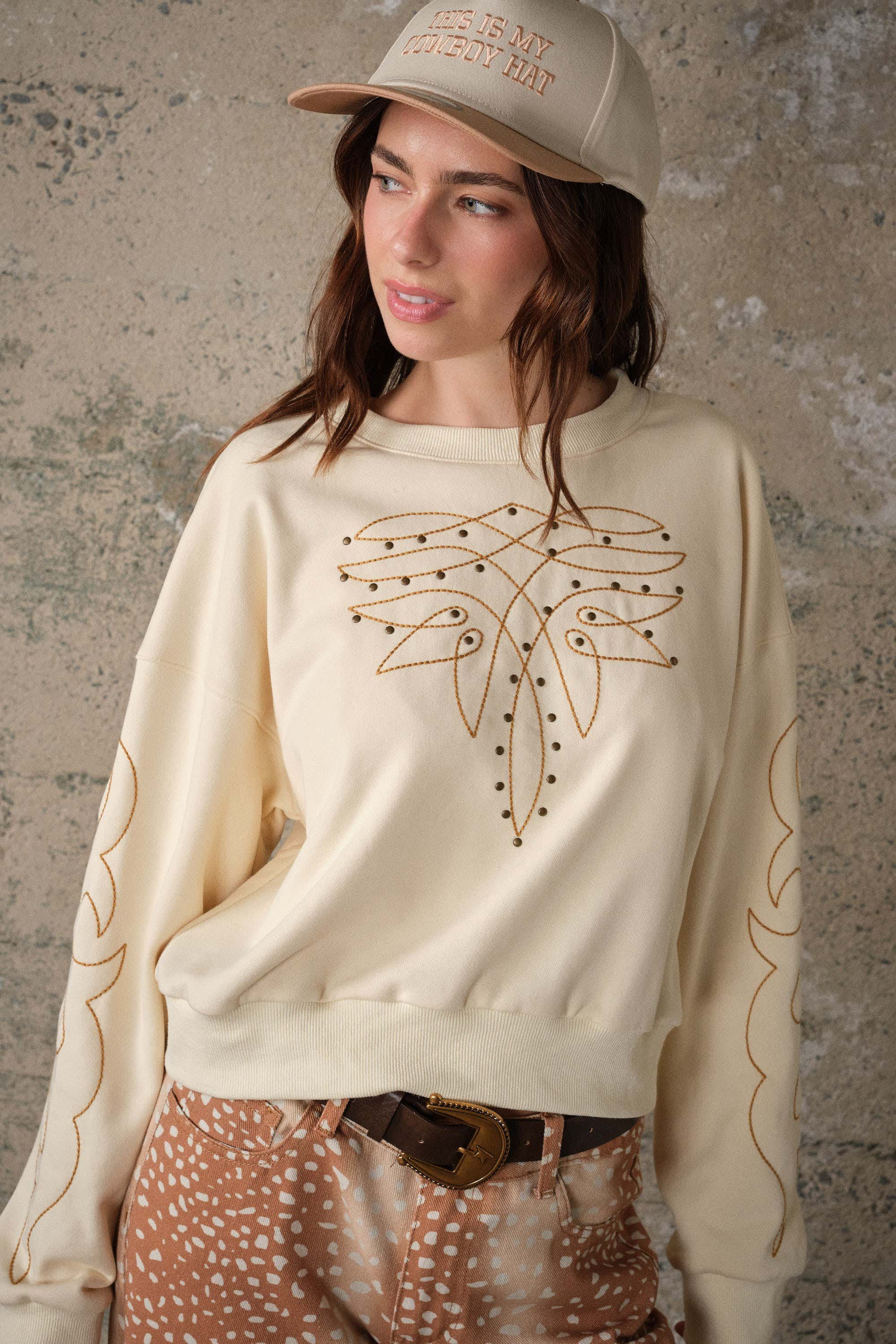 W Western Embroidered Sweatshirt