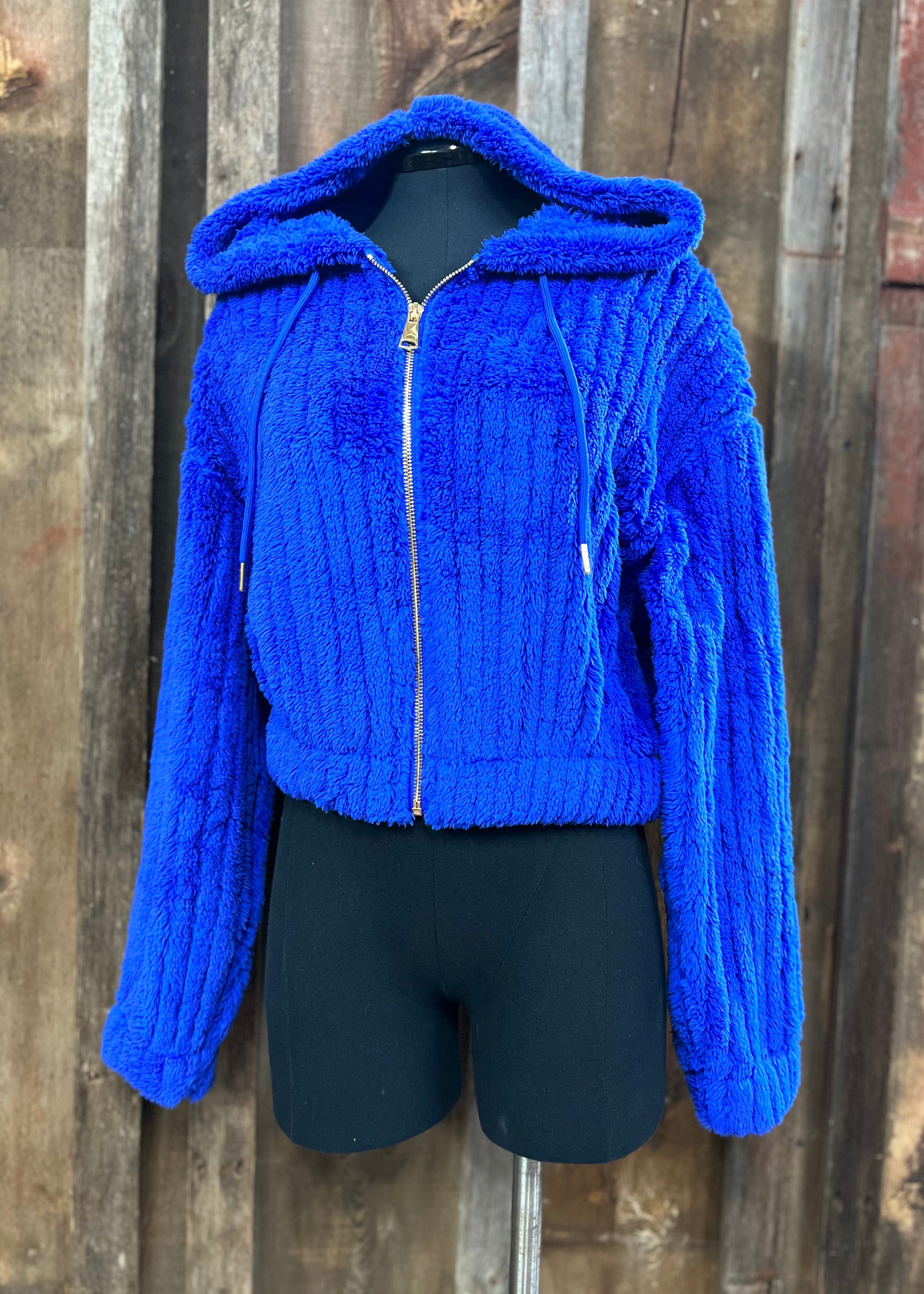 Blue Zip Up Sweater with Hood
