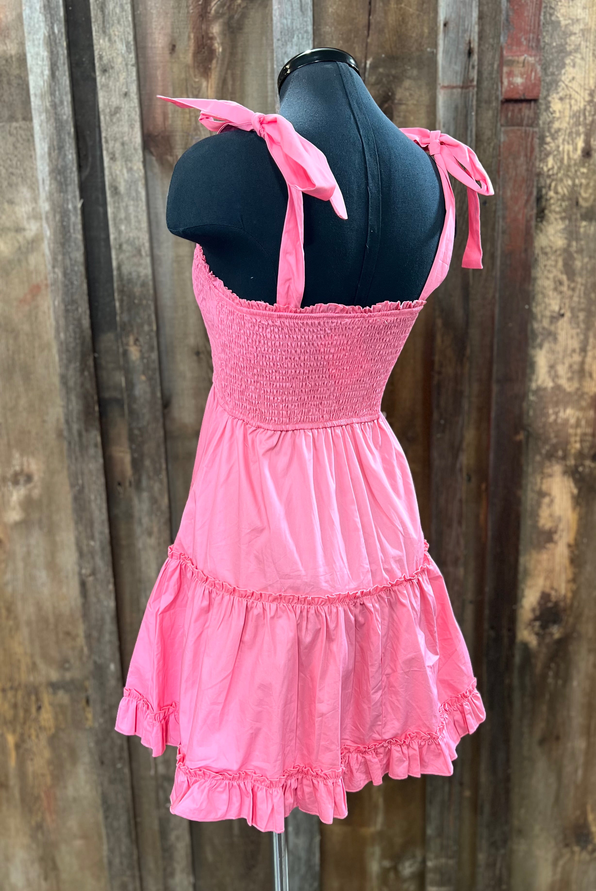 Pink Ruffle Bow Tie Dress