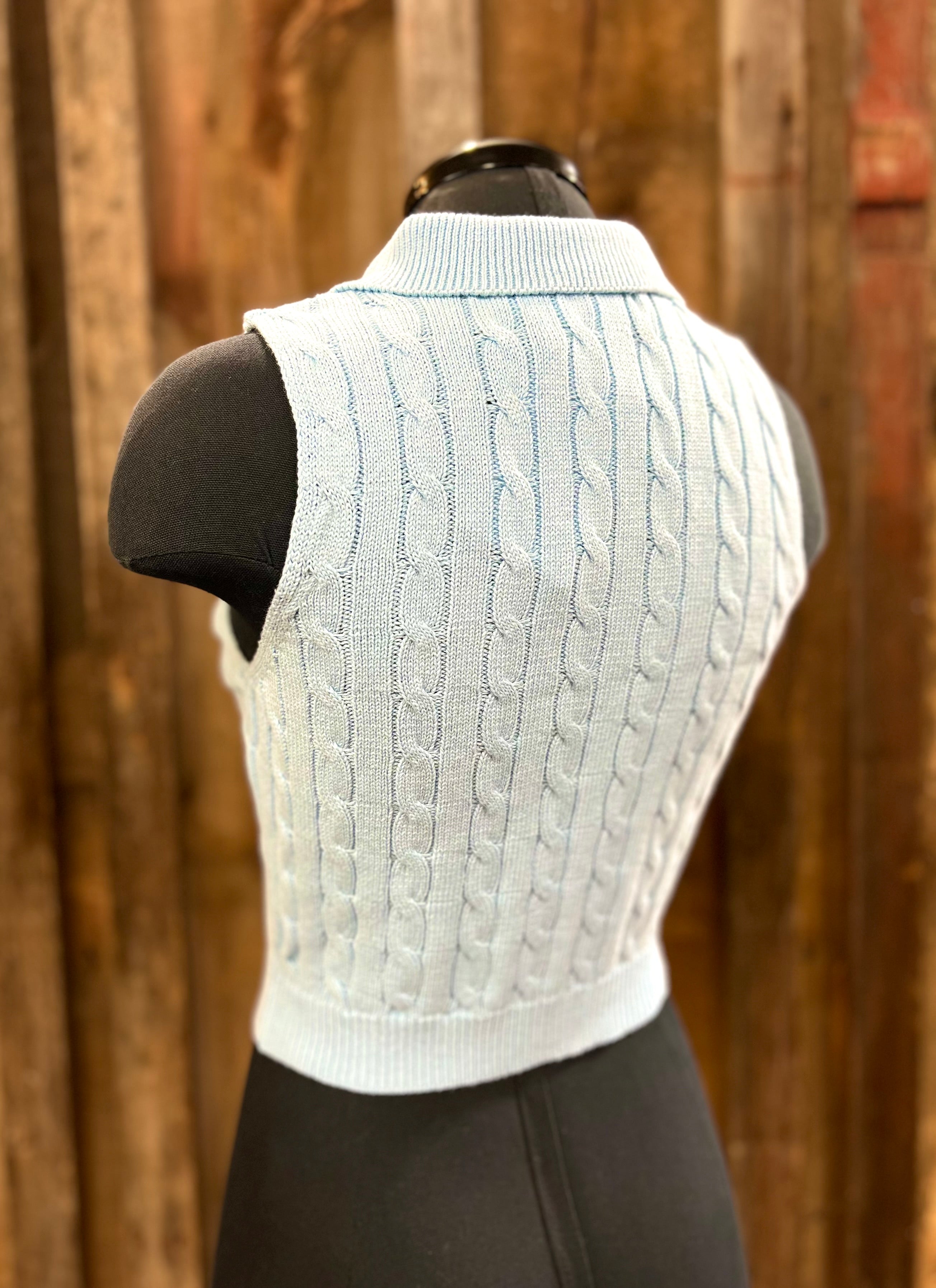 Blue Cable Knit Tank Top