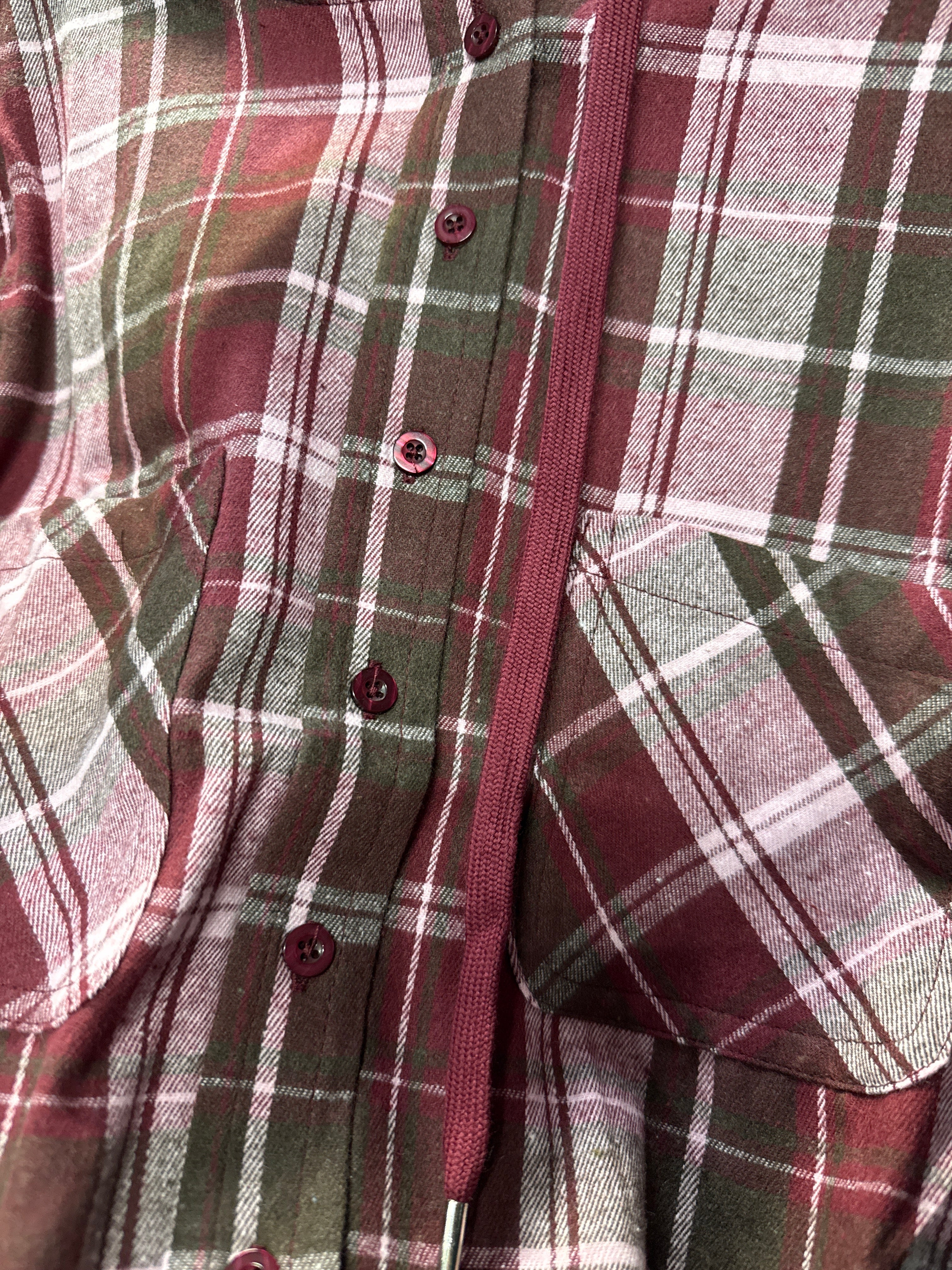 Women’s Plaid Flannel button up with Hood