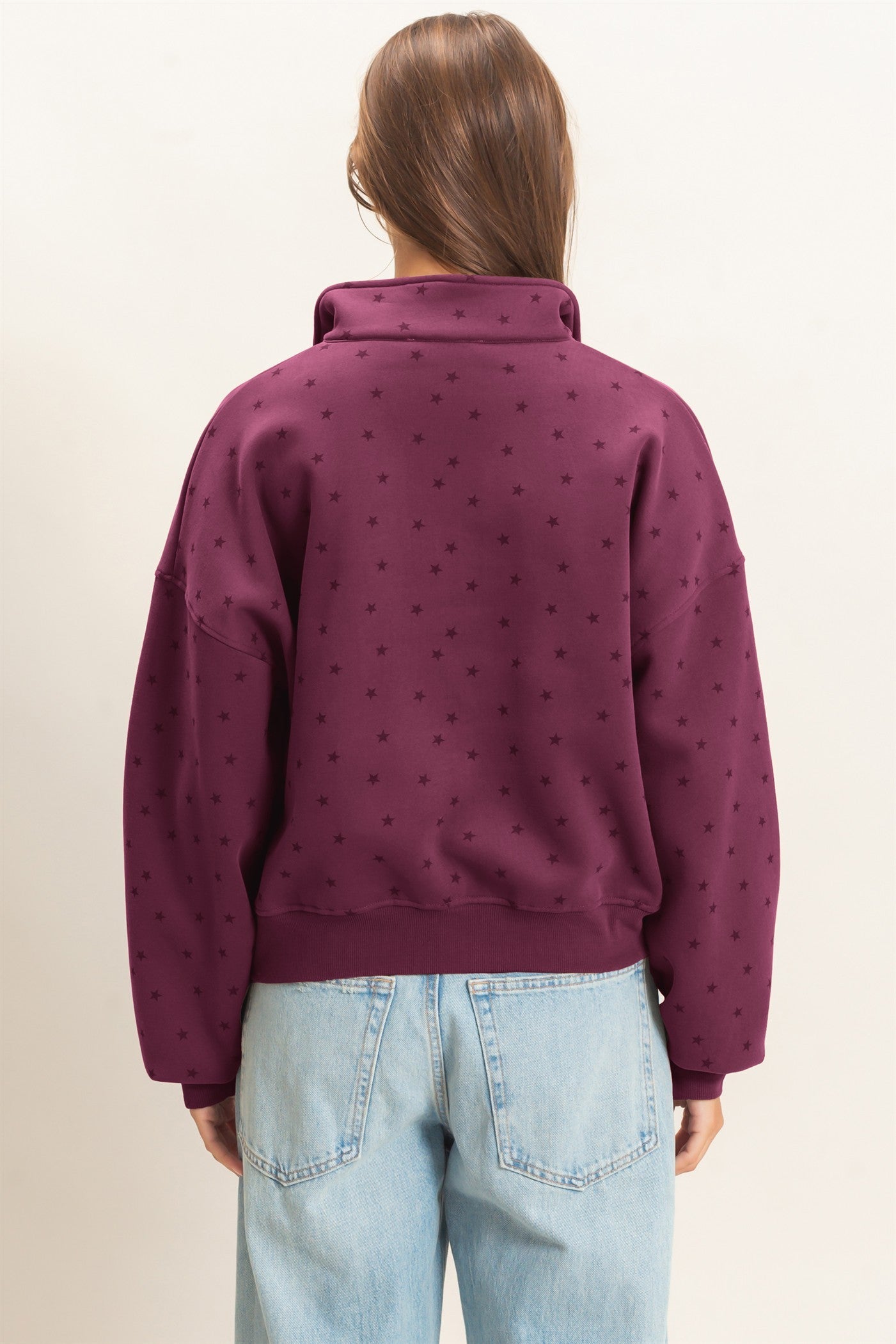 Women's Star Print Half Zip Sweatshirt